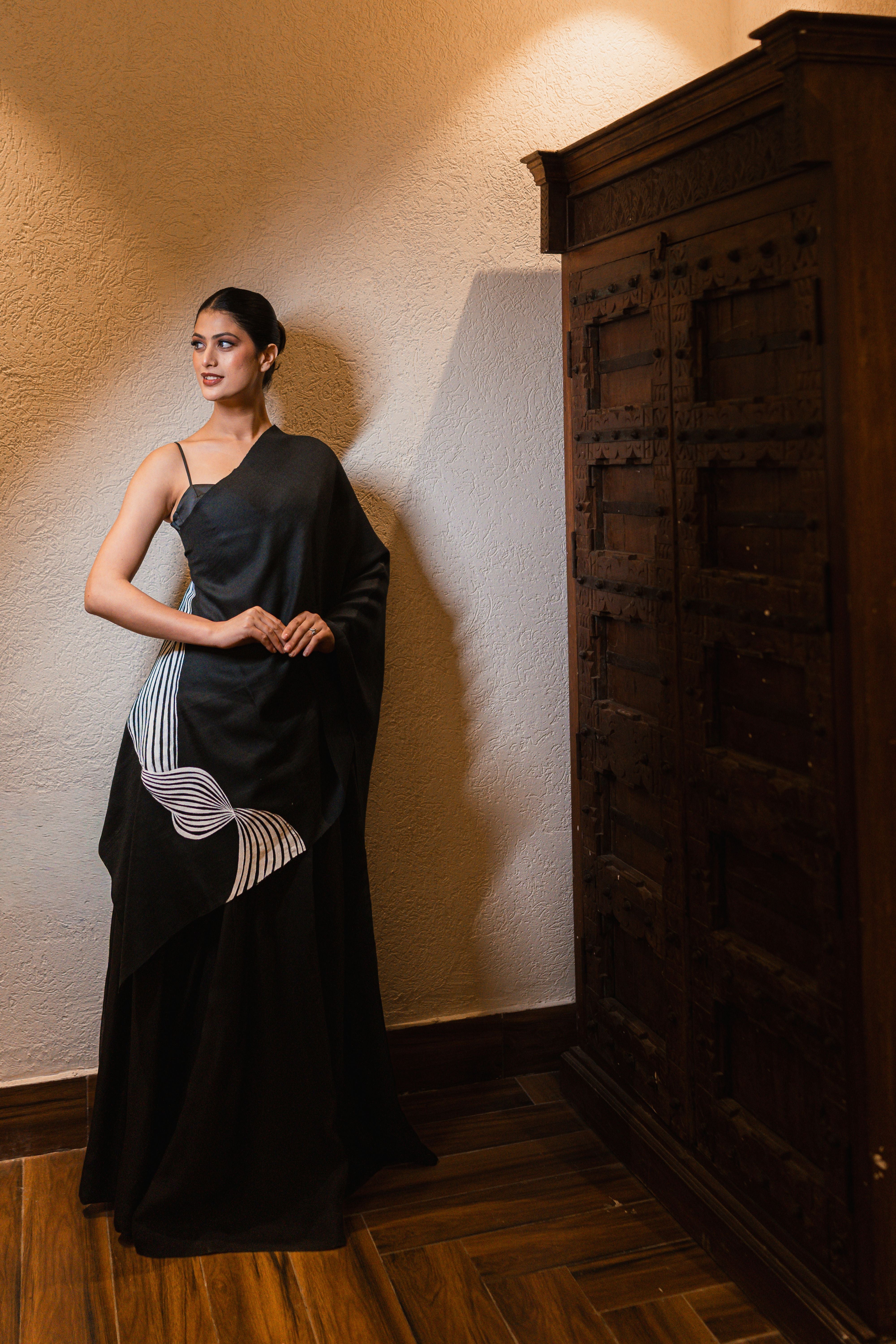 Black Illusion Handpainted Scarf