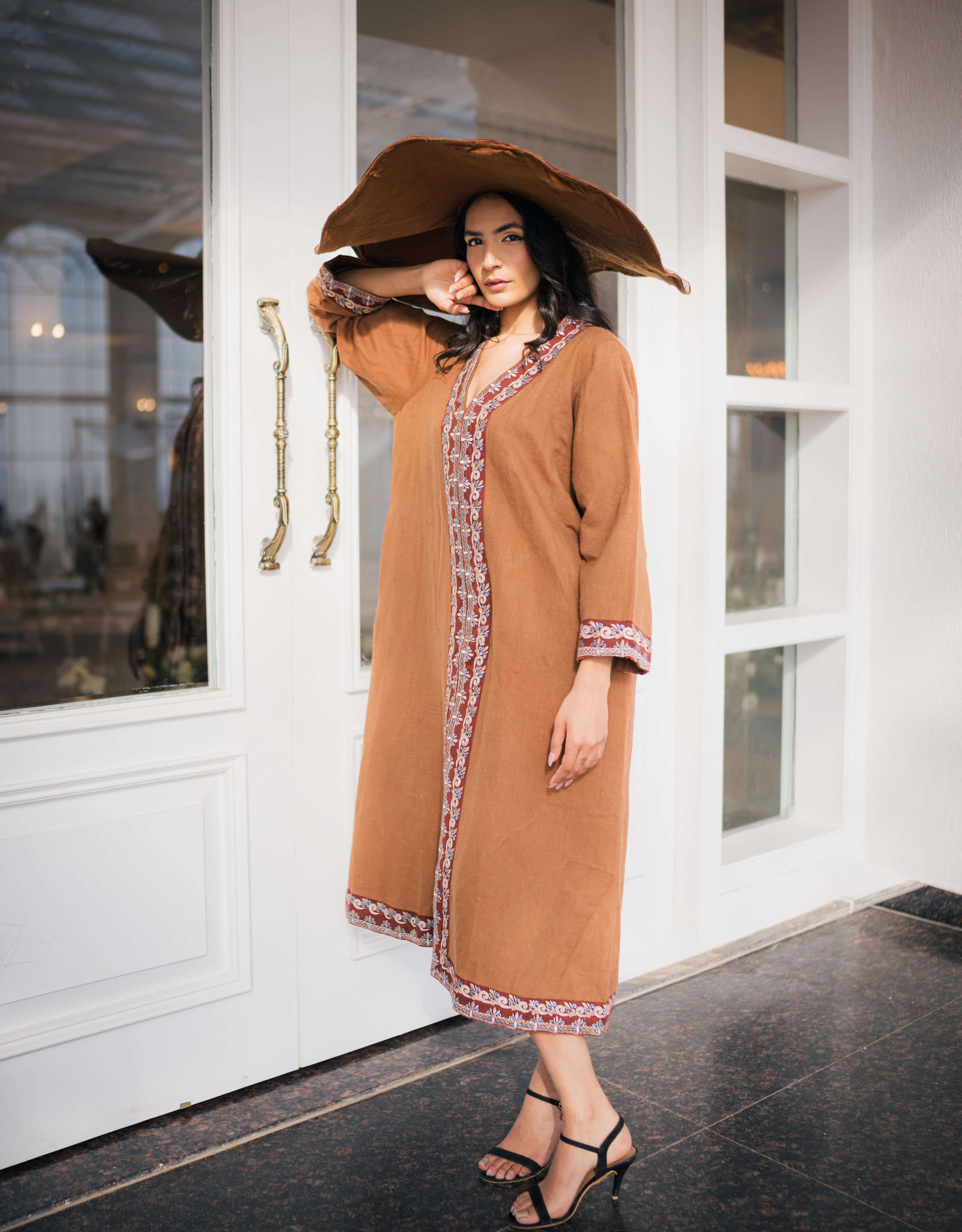 Mocca Embroidered Fine Wool Jacket