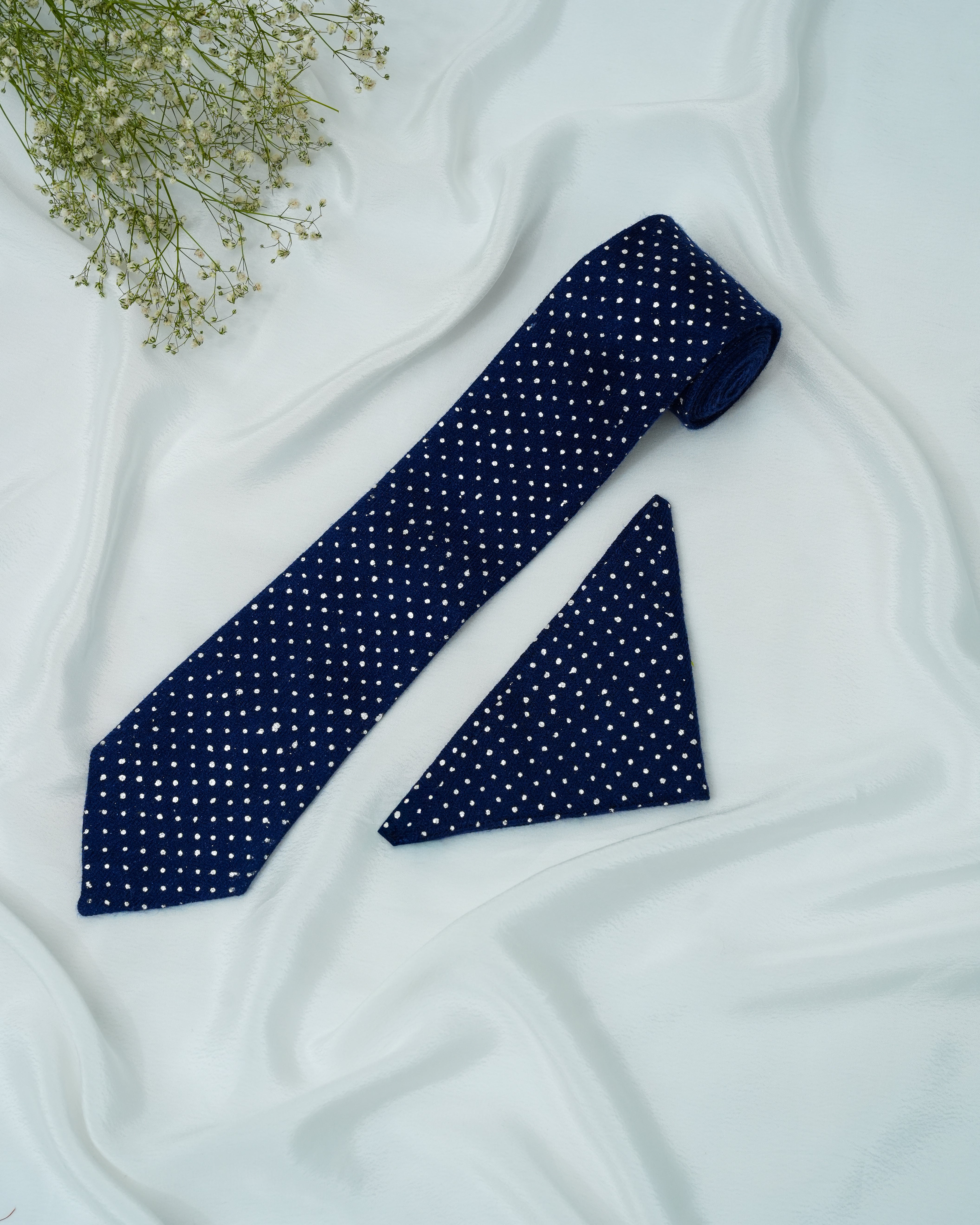 Pure Pashmina Blue Tie & Pocket Square