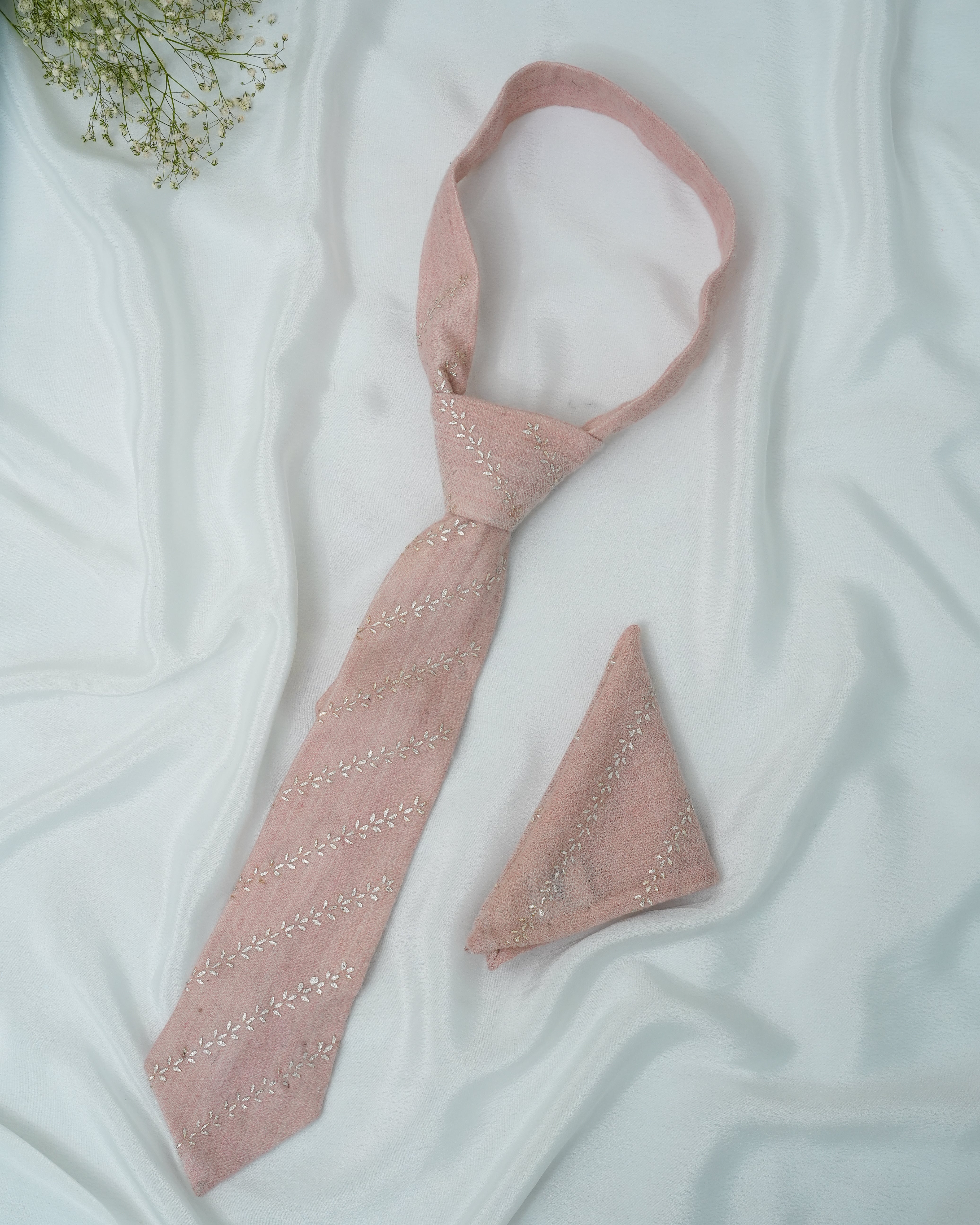 Pure Pashmina Peach Tie & Pocket Square