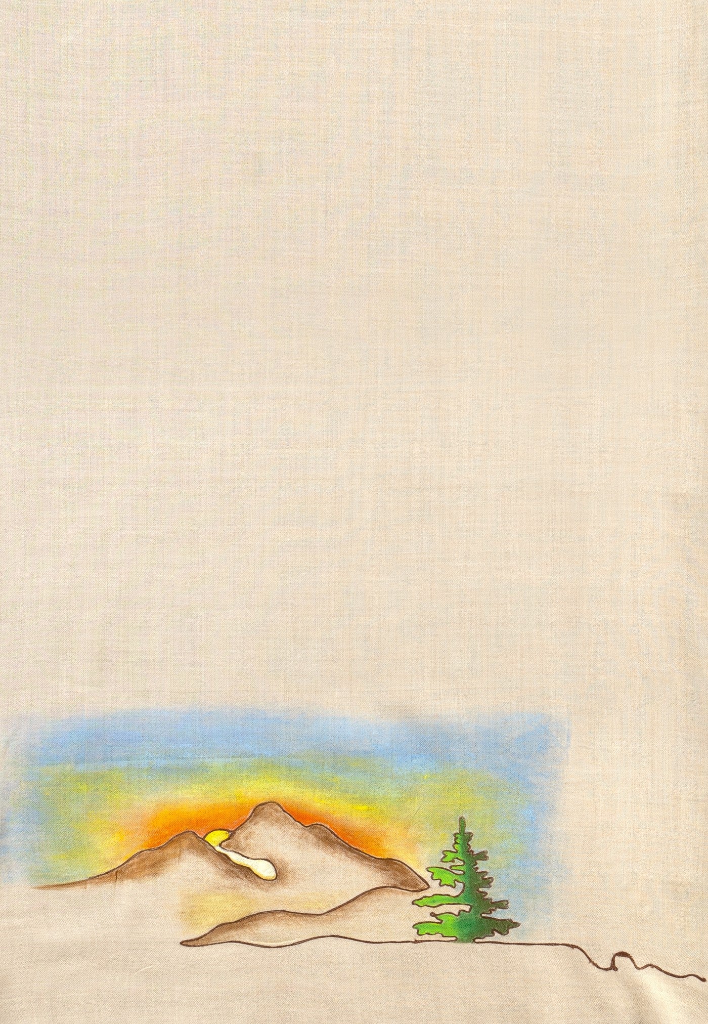 Beige Pure Pashmina Hand-Painted Scarf - Somewhere Sometimes