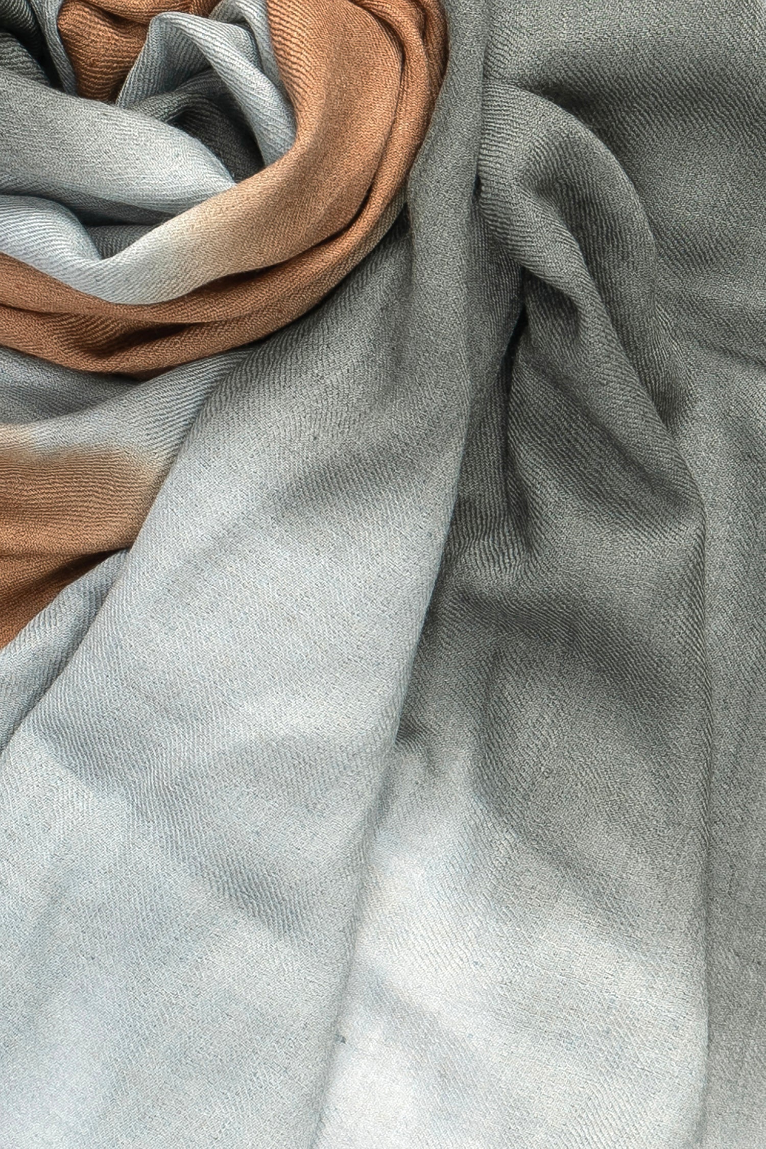 Brown & Grey Pure Pashmina Scarf - Ombré - Earth