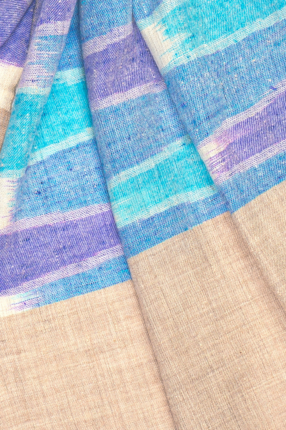 Blue Diagonal Pure Pashmina Scarf - Ikat
