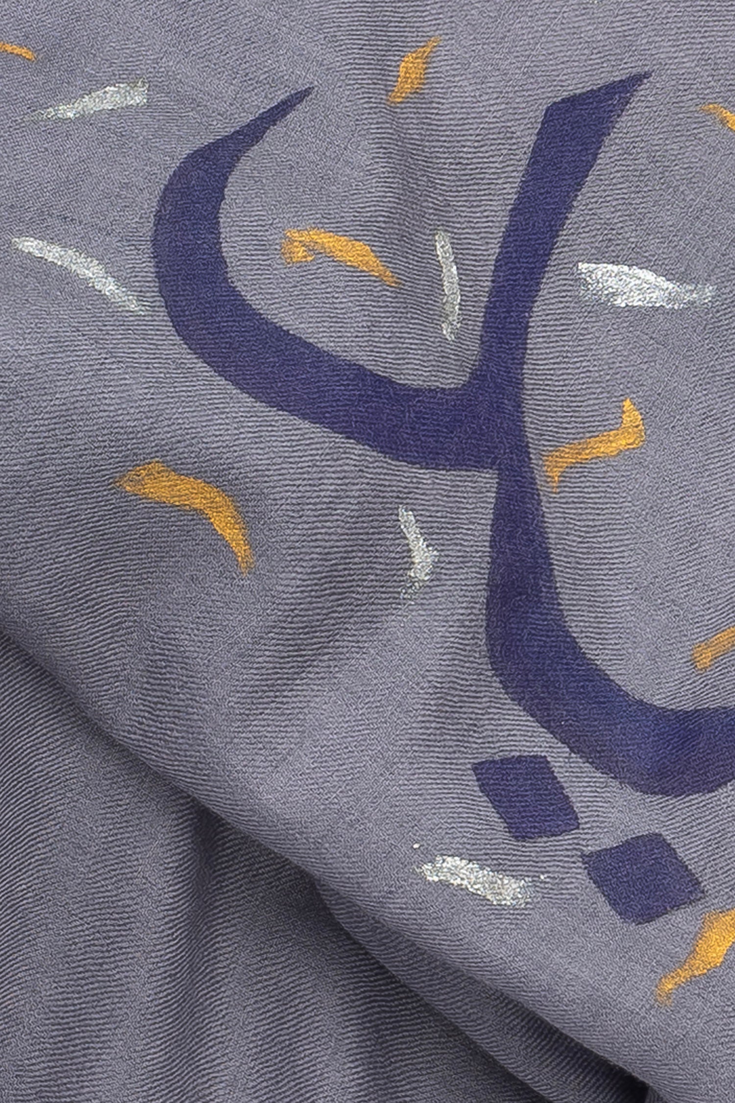 Grey Fine Wool Hand Painted Scarf - Umeed
