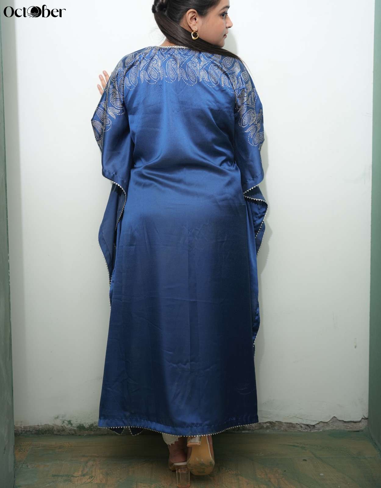 Blueberry Real Silver Silk Kaftan