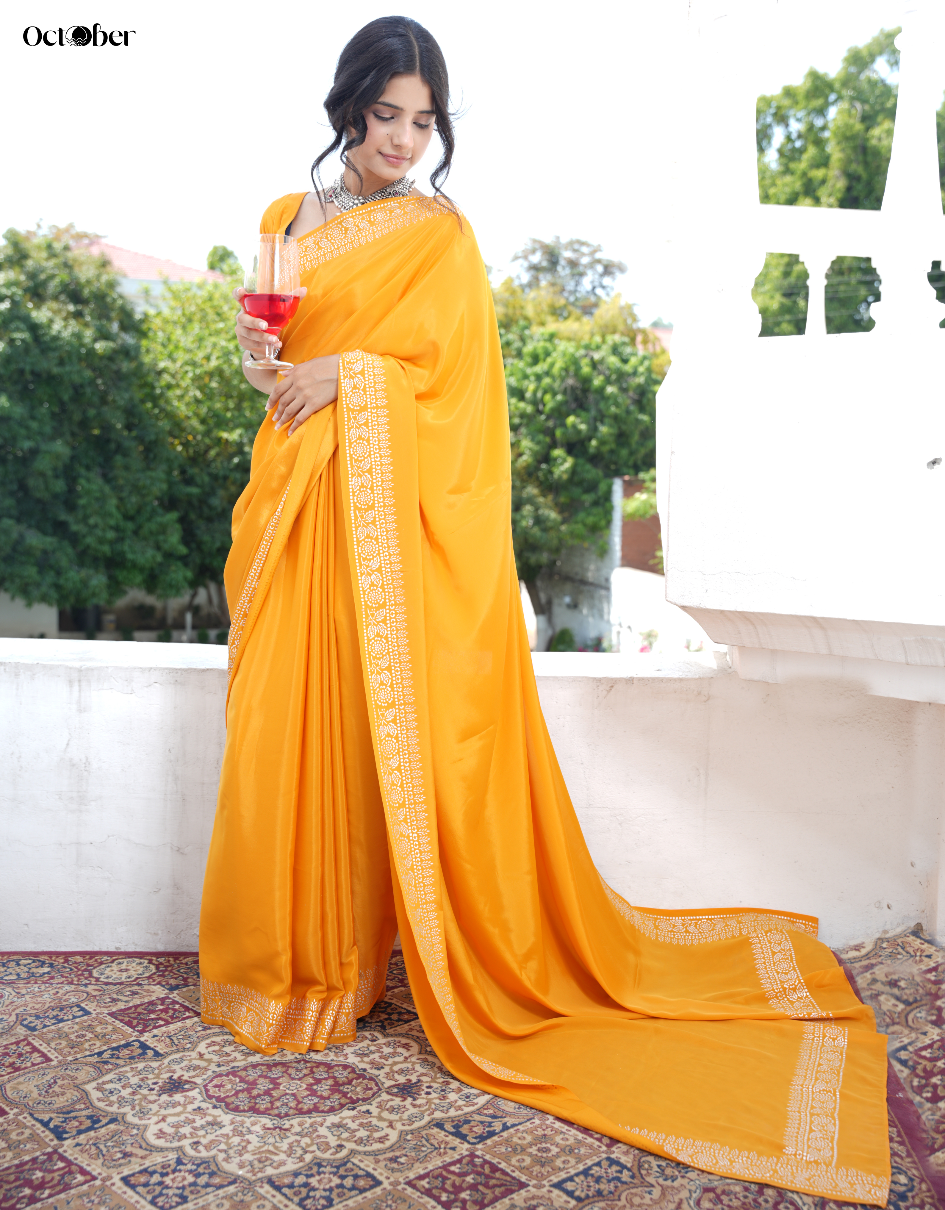 Gold Rush Real Silver Saree in Organic Crepe
