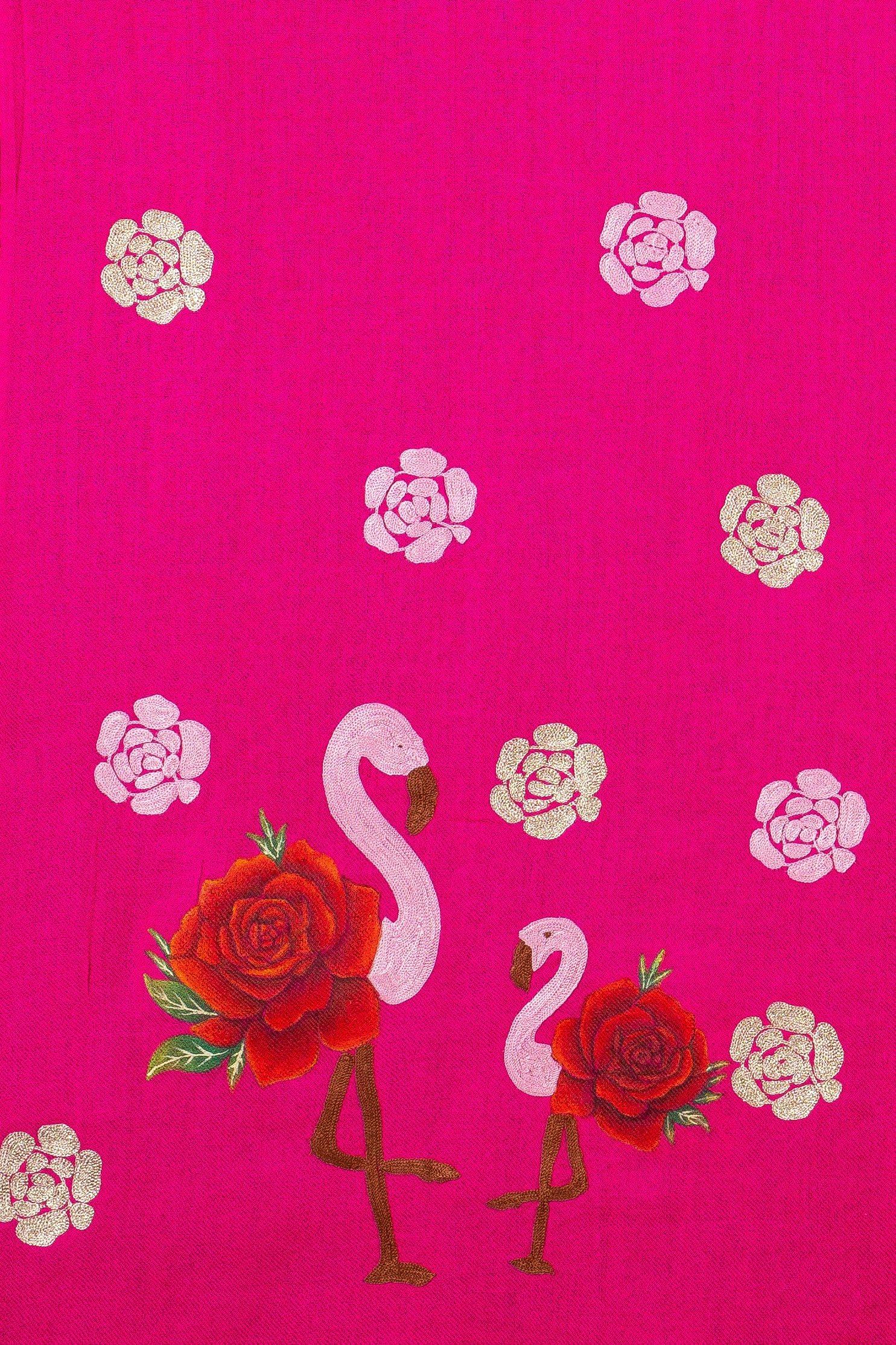 Flamingo & Roses in Pashmina