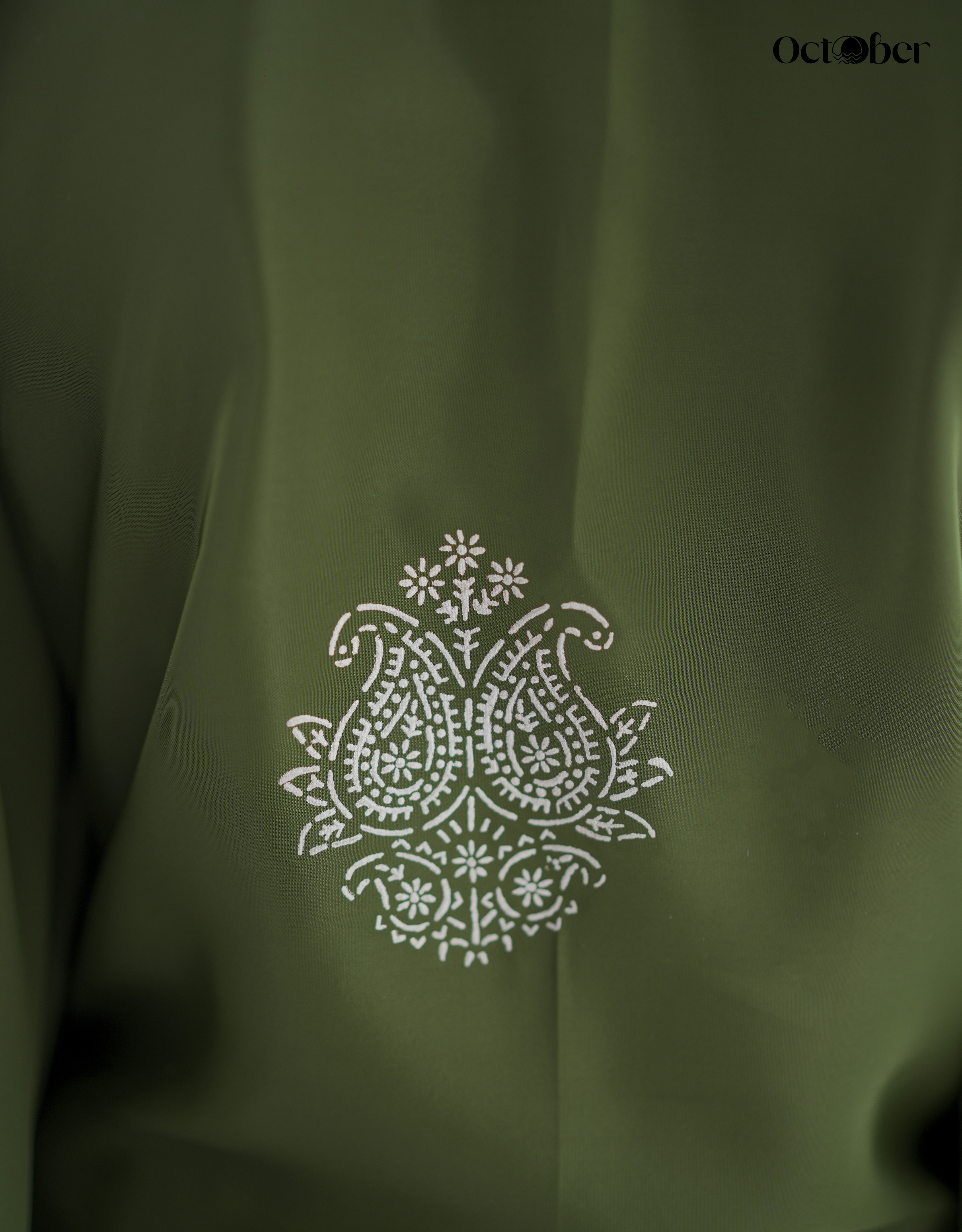Sage Real Silver Crepe Kaftan