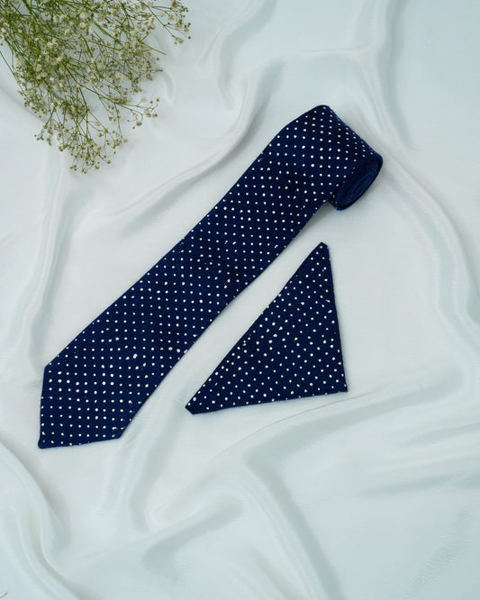 Pure Pashmina Blue Tie & Pocket Square Set