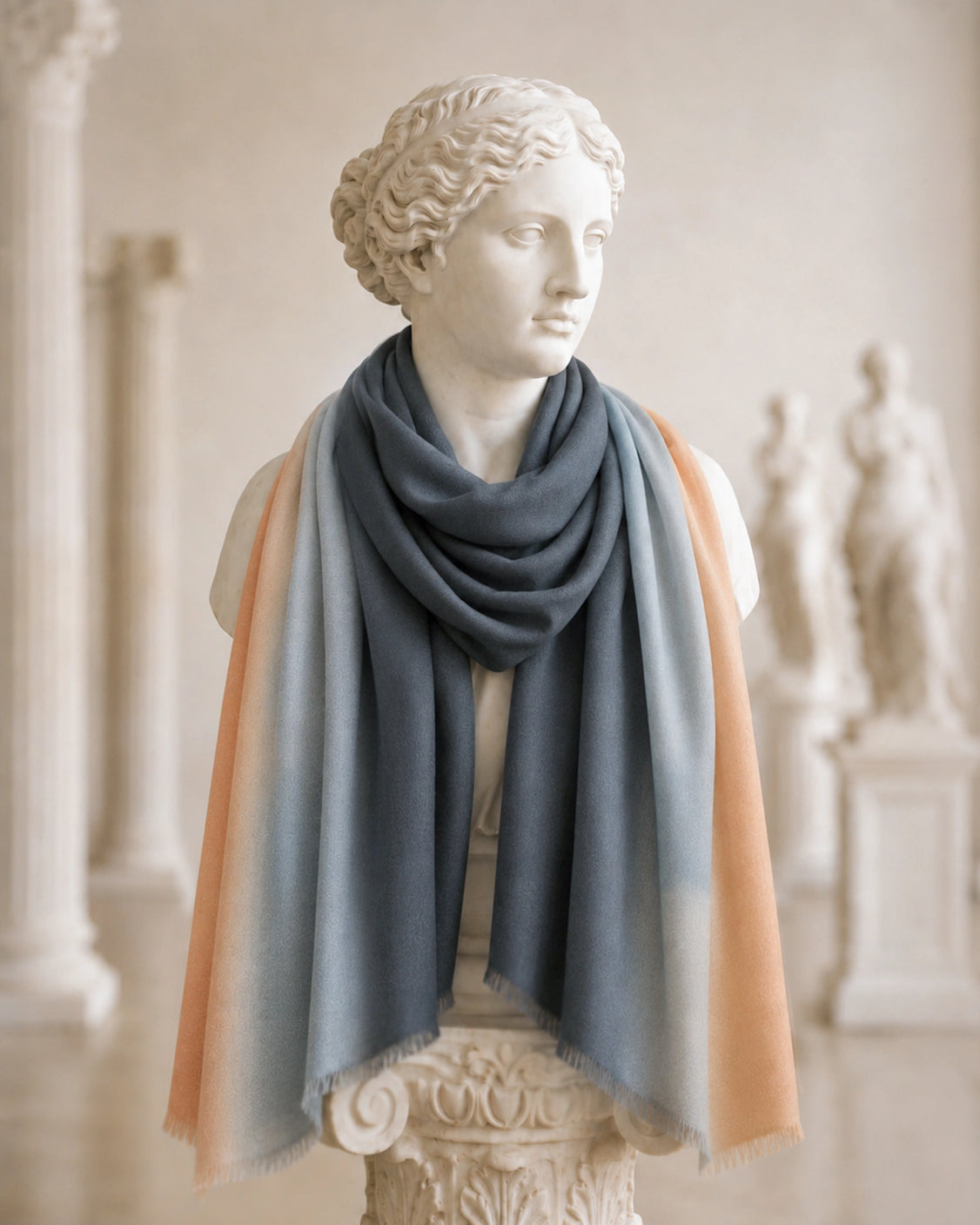 Grey Pure Pashmina Ombre Scarf