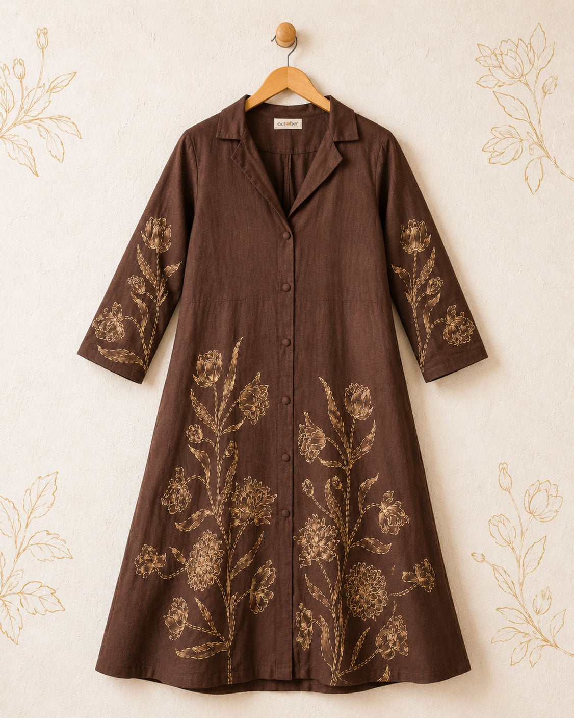 Brown Fine Wool Hand-painted Cape