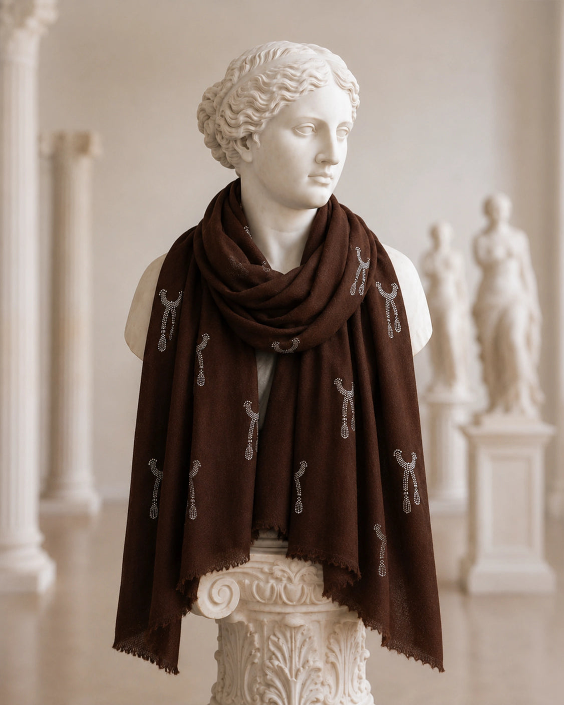 Brown Fine Wool Chandi Scarf