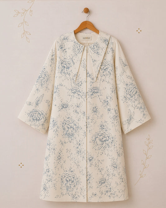 Cloud handpainted Linen Satin Coat