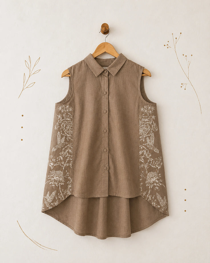 Cotton Handpainted Sleeveless Shirt