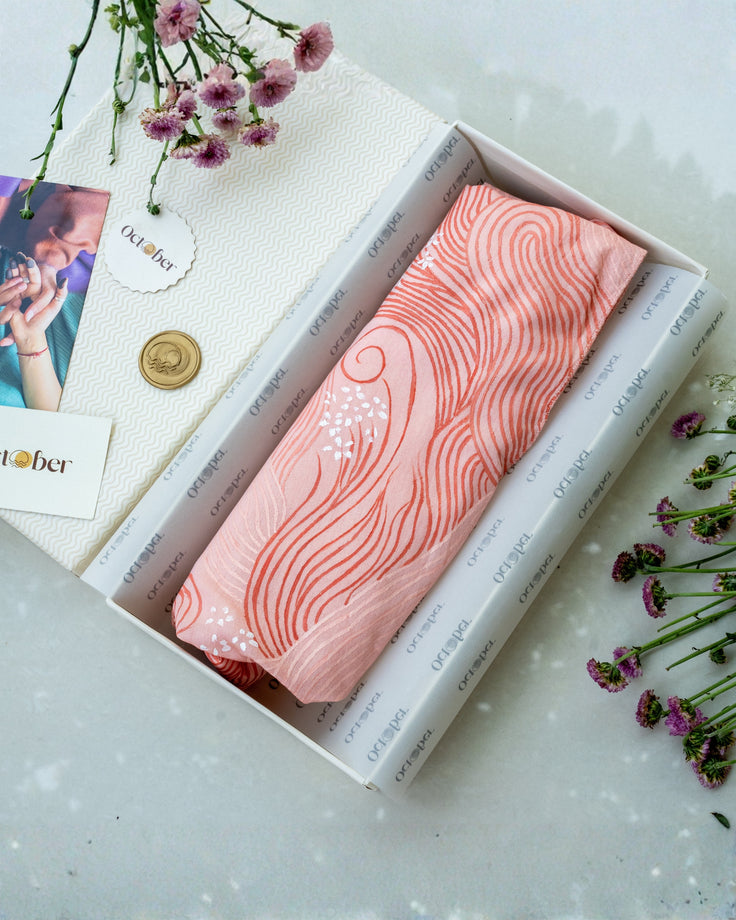 Blush Pink Hand-Painted Chanderi Silk Scarf