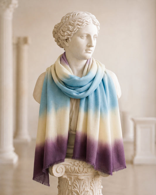 Purple And Blue Ombre Pure Pashmina Scarf