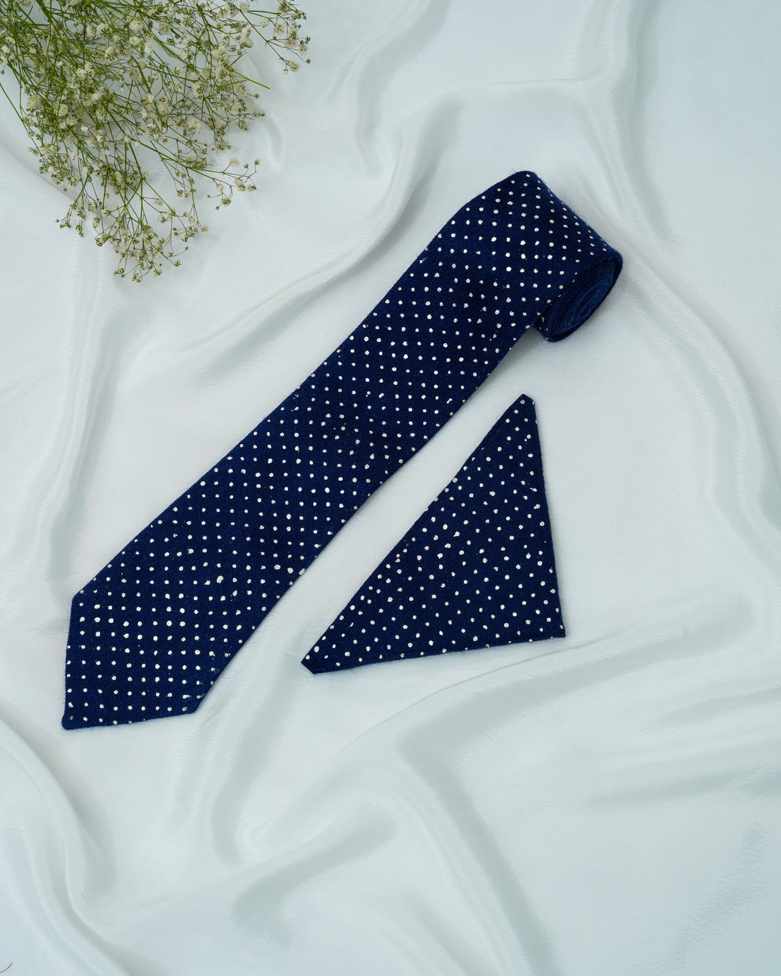 Pure Pashmina Blue Tie & Pocket Square Set