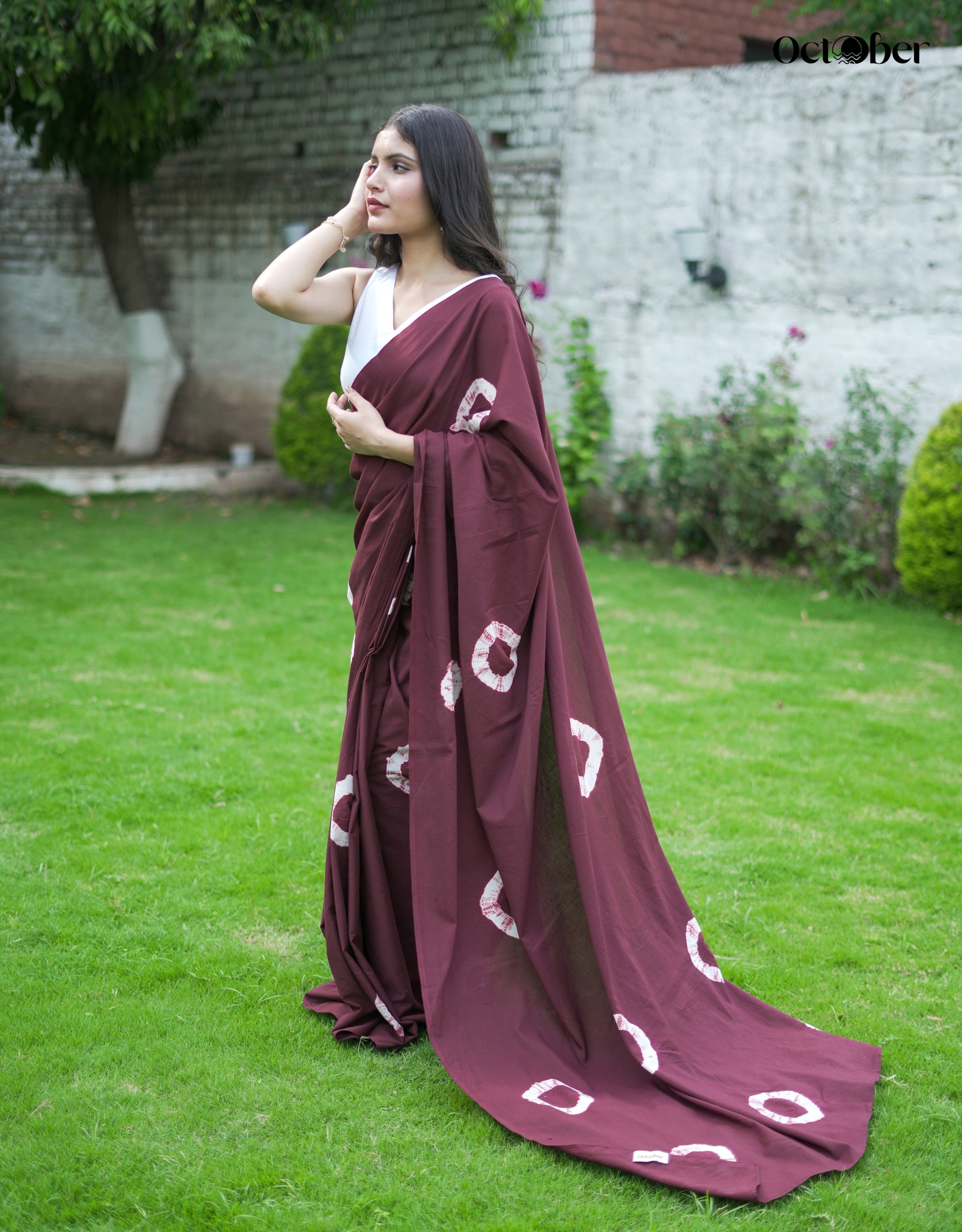 Espresso Cotton Tye & Dye Saree
