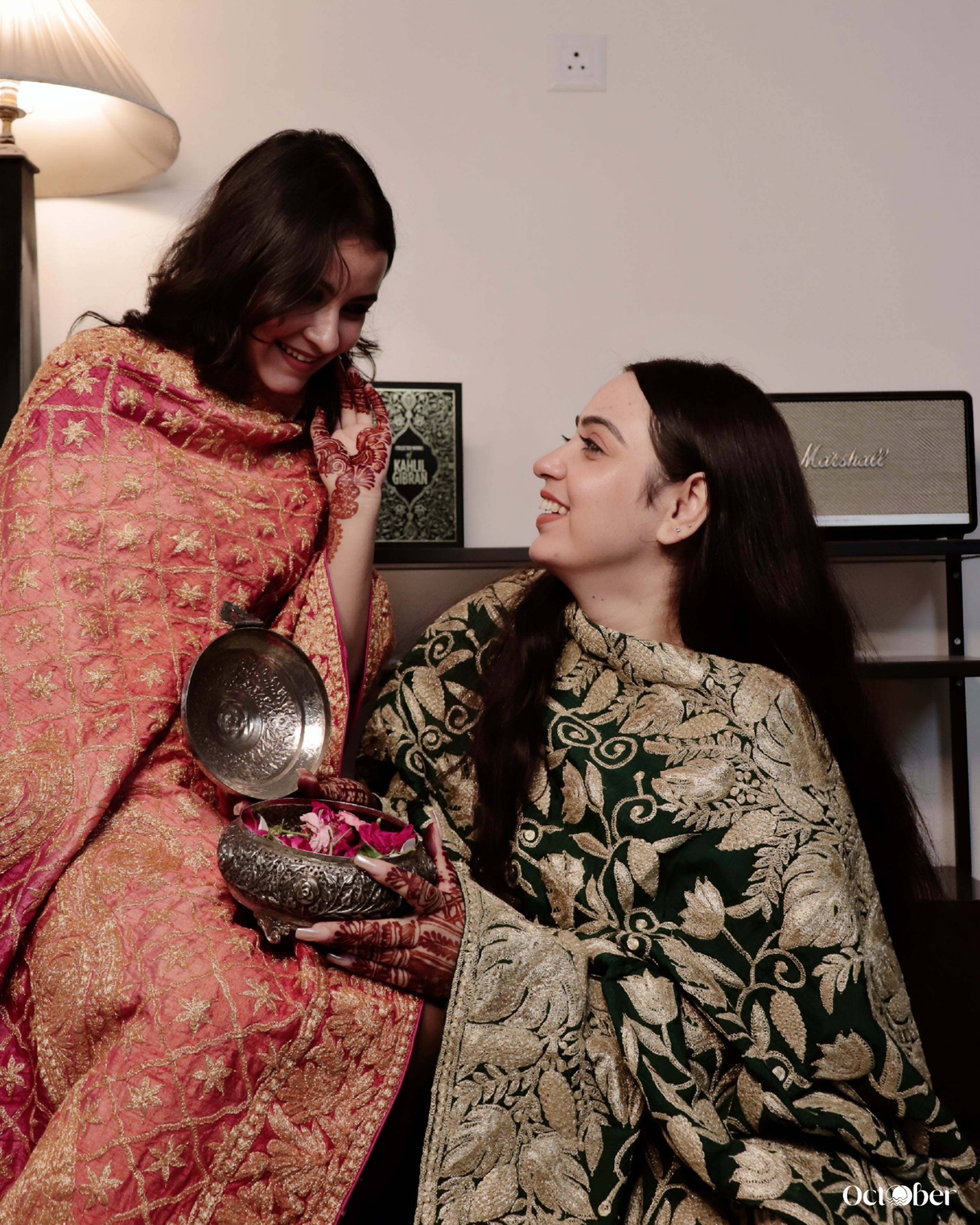 Green Silk Odhani in Tilla Work (October Weddings)