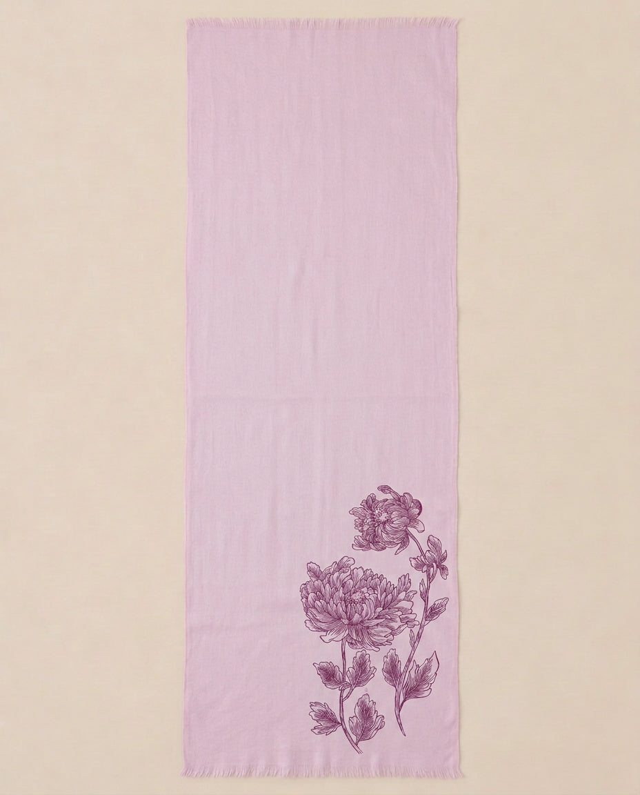Pink Fine Wool Handpainted Scarf