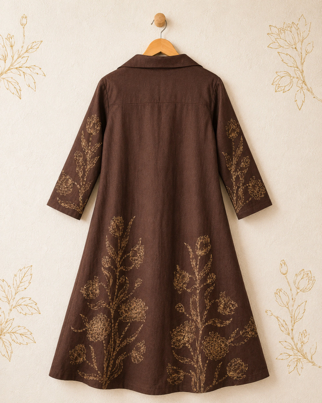 Brown Fine Wool Hand-painted Cape