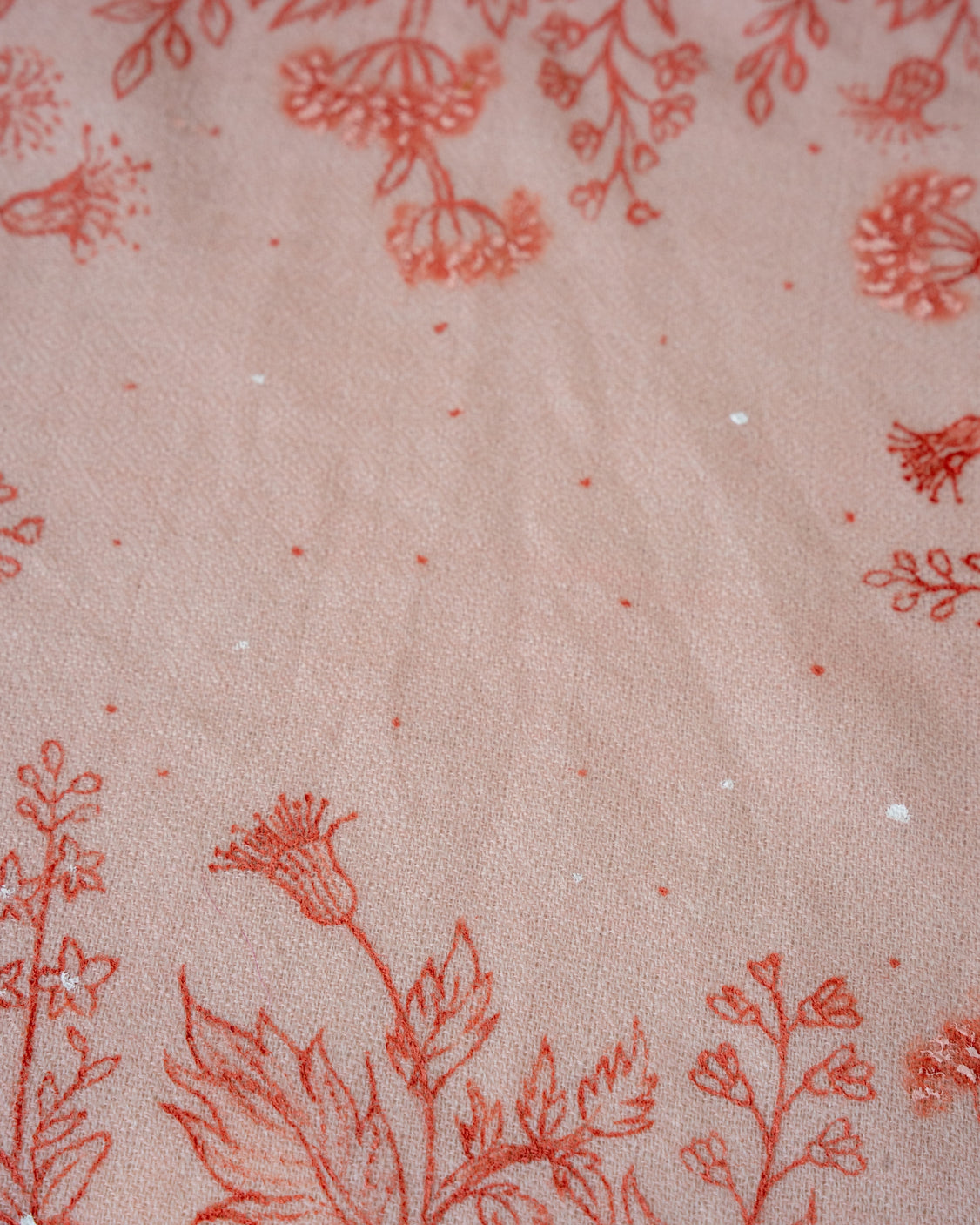 Peach Hand-Painted Pure Pashmina Tie & Pocket Square Set