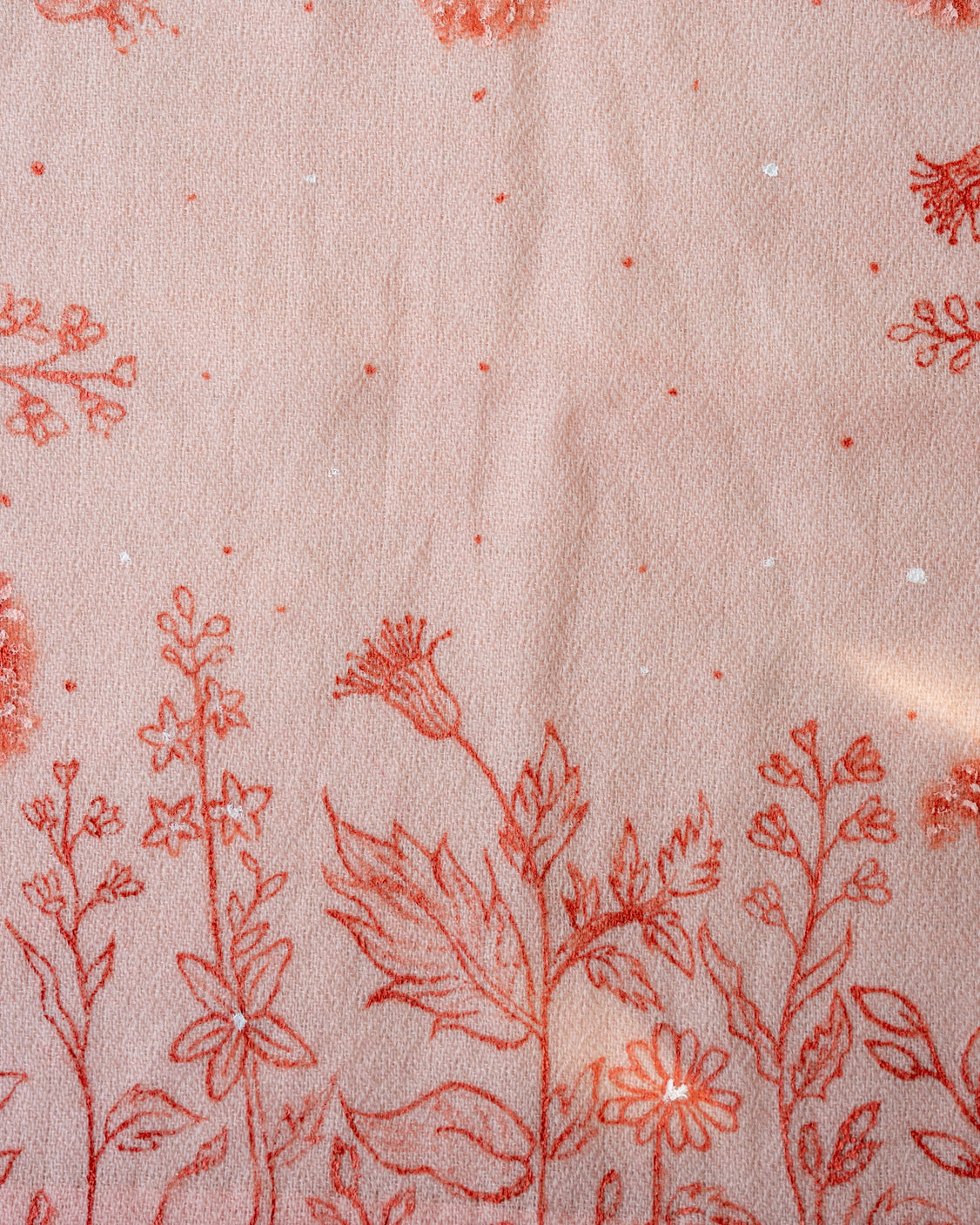 Peach Hand-Painted Chanderi Silk Scarf