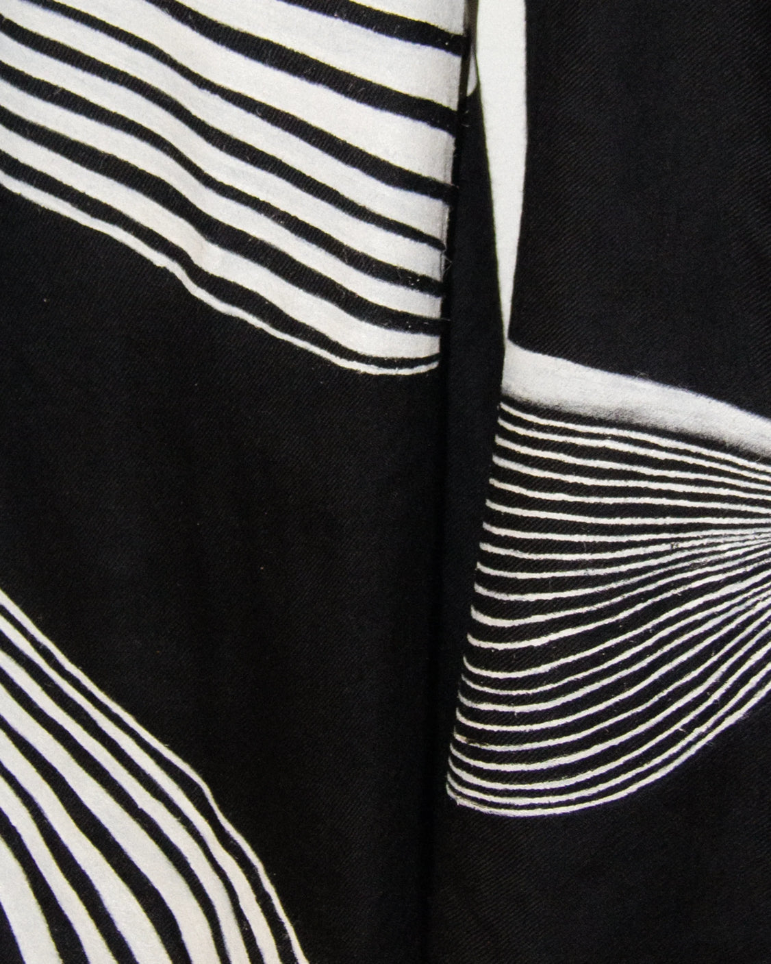 Black Illusion Handpainted Fine Wool Scarf