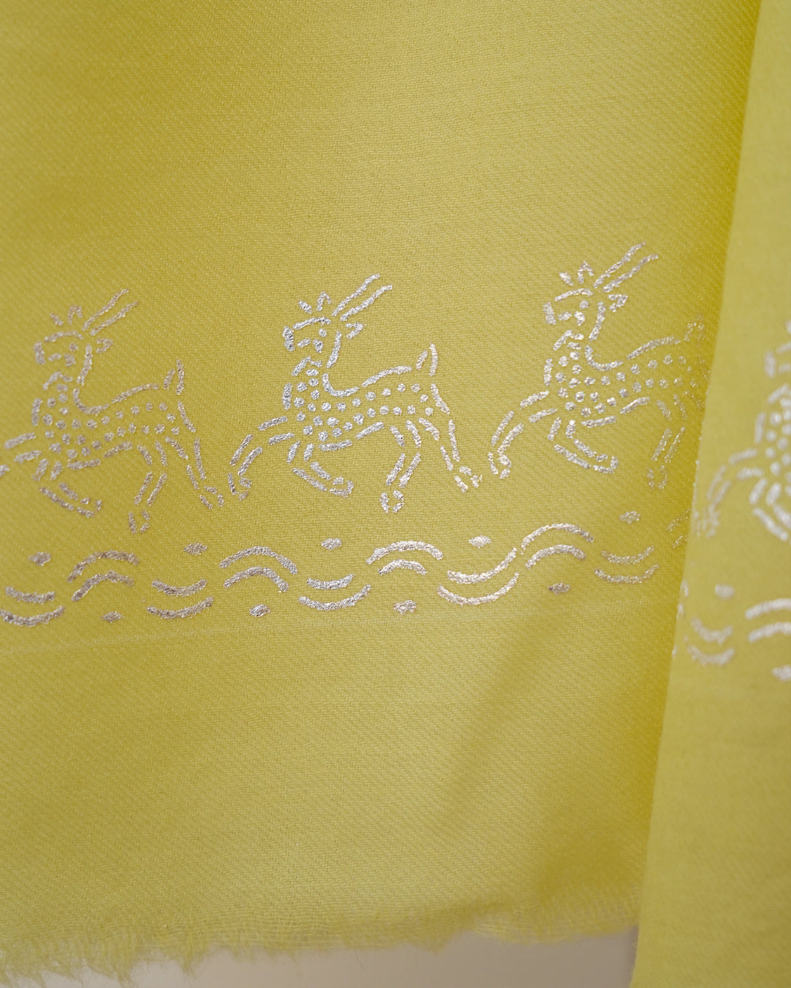 Green Fine Wool Real Silver Printed  Scarf