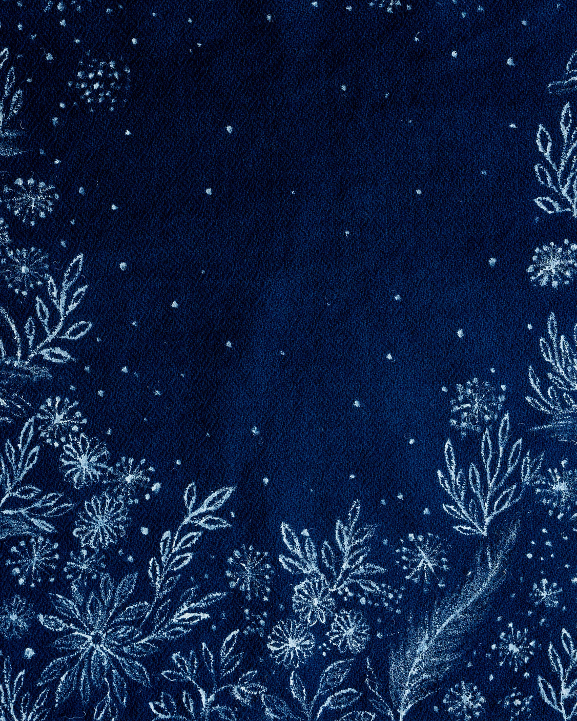 Midnight Blue Hand-Painted Chanderi Silk Scarf