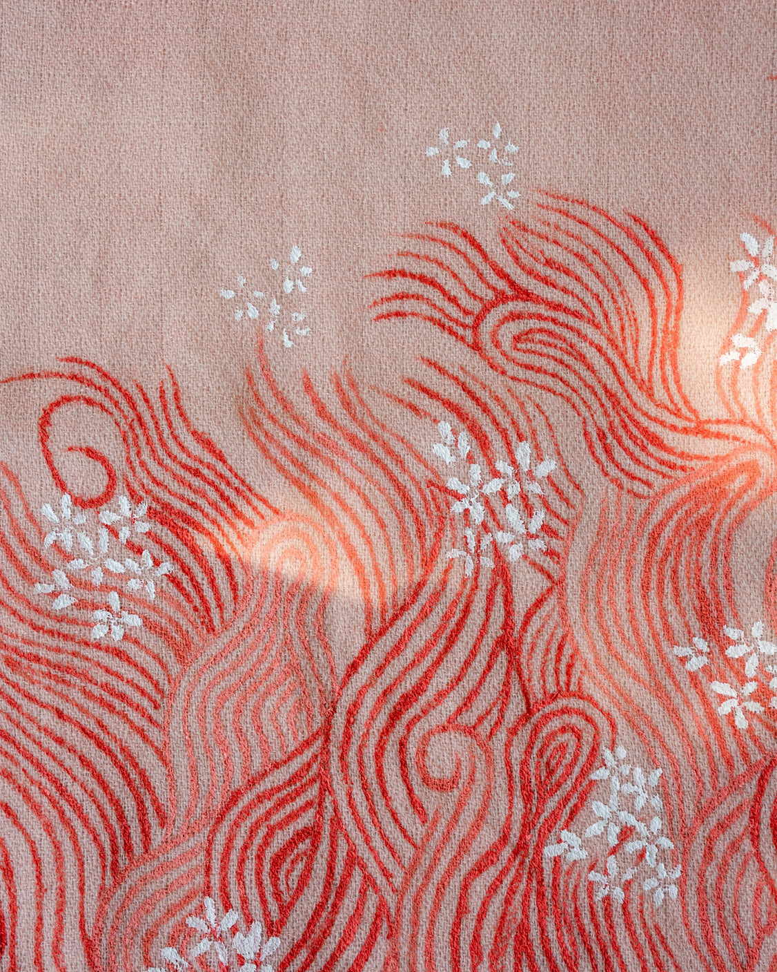 Blush Pink Hand-Painted Chanderi Silk Scarf