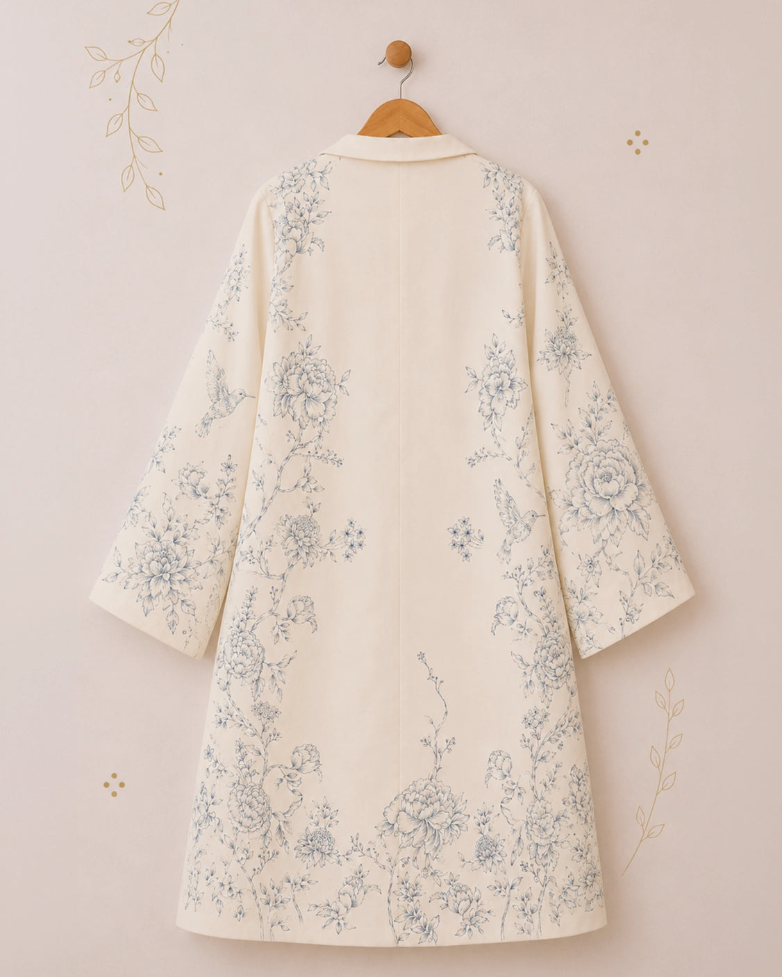 Cloud handpainted Linen Satin Coat