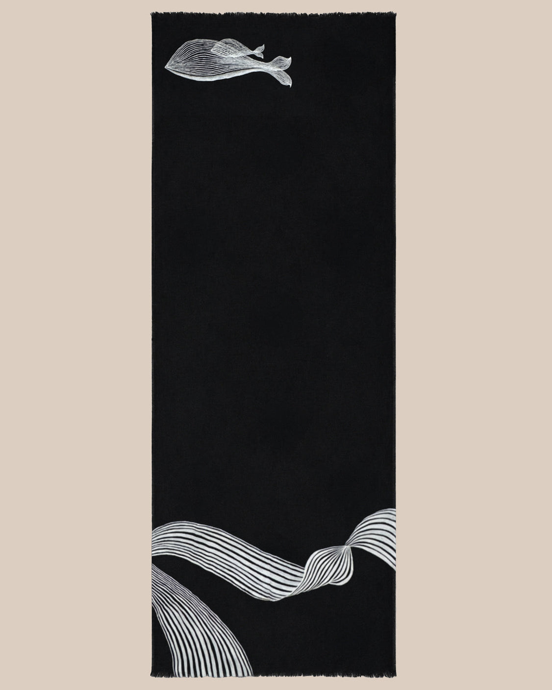 Black Illusion Handpainted Fine Wool Scarf