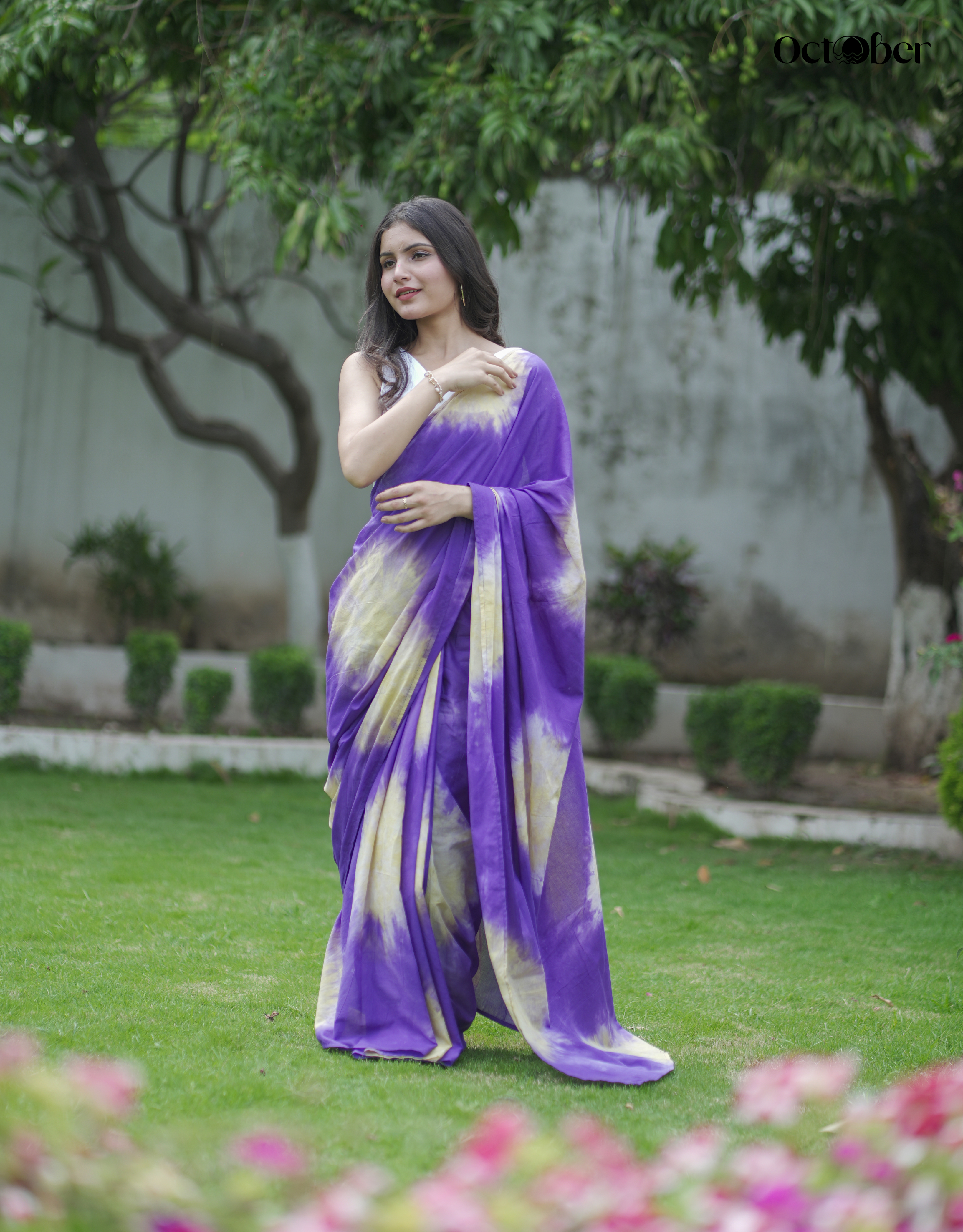 Grape Fruit Cotton Tye & Dye Saree