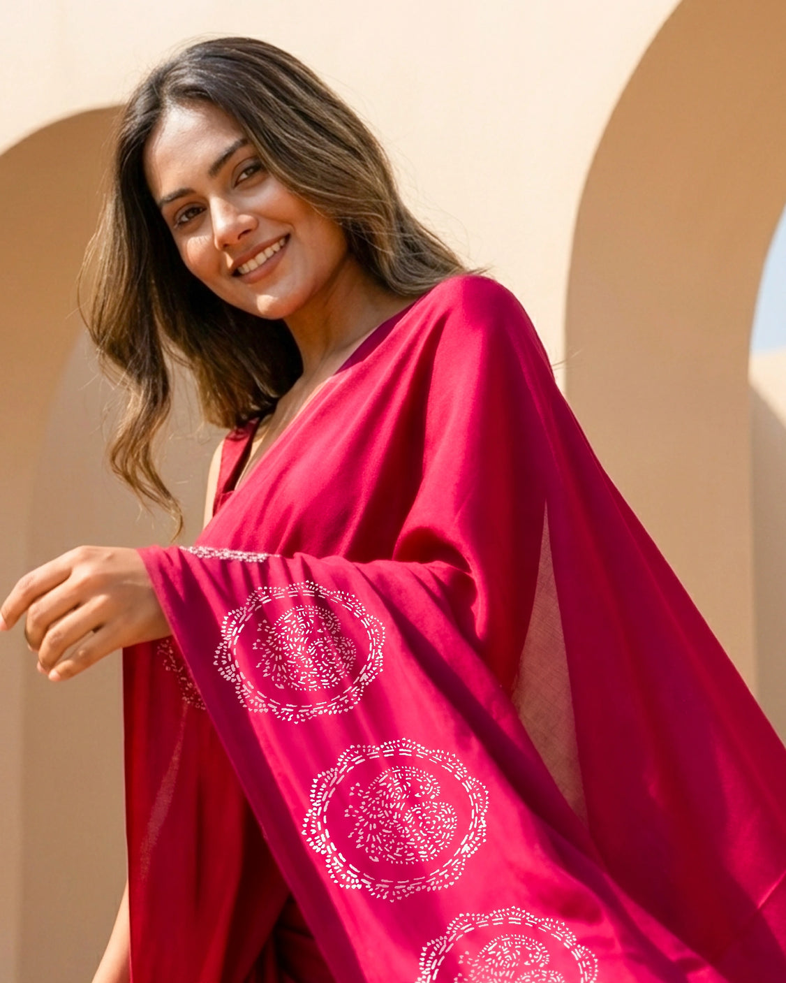 Wine Real Silver Organic Crepe Saree