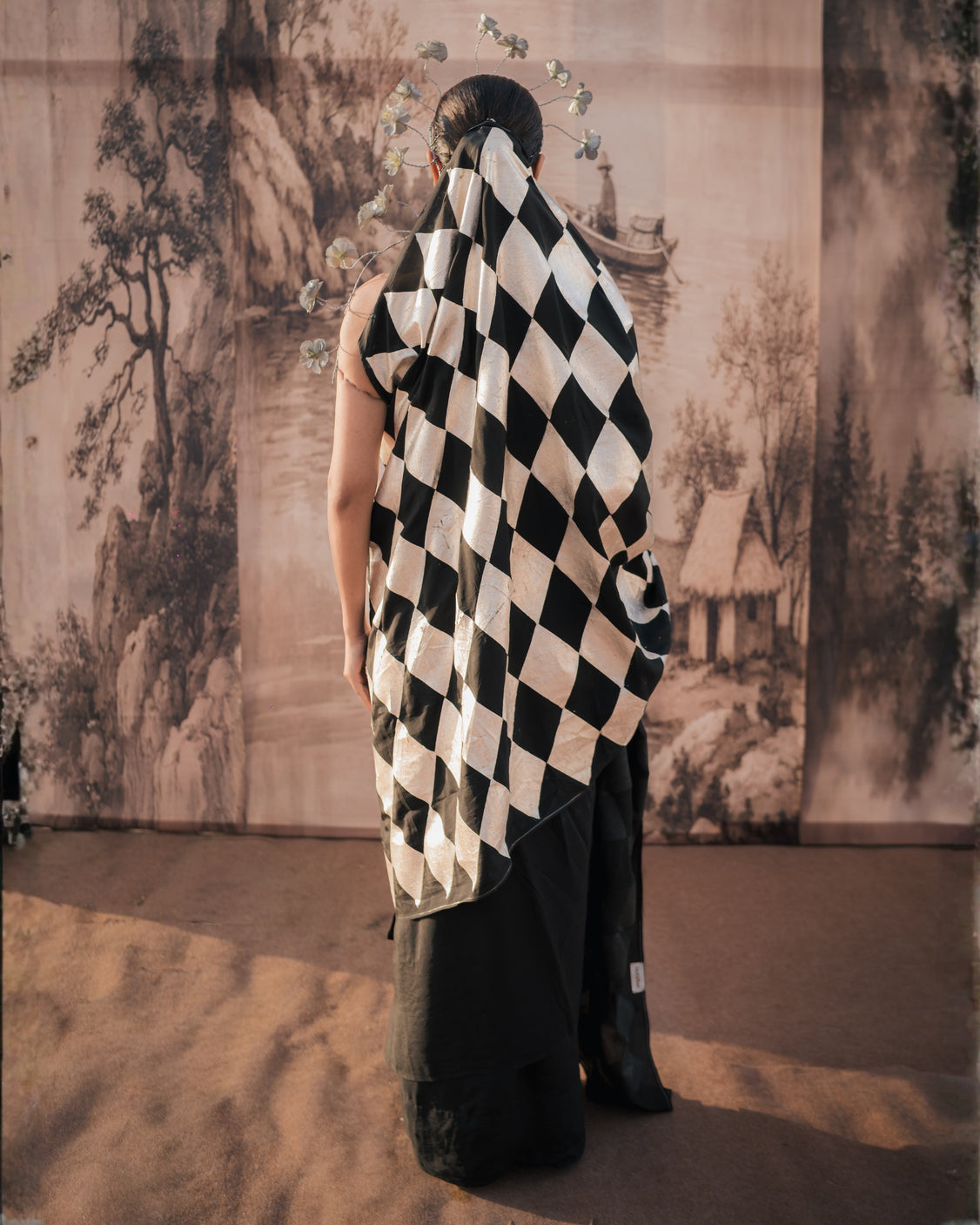 Barfi Tukda Silver Printed Silk Saree