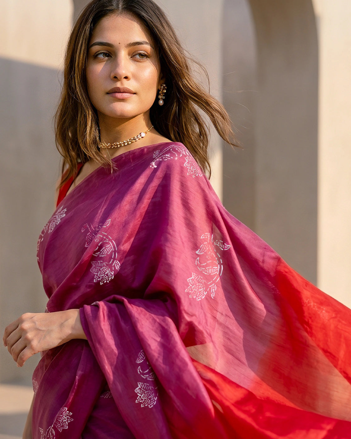 Bougain Villa Real Silver Silk Saree