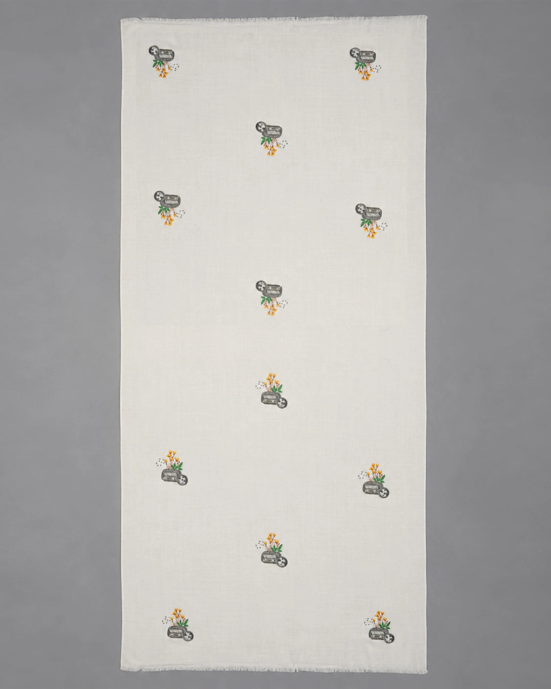 Off White Pure Pashmina Radio Hand Painted Scarf
