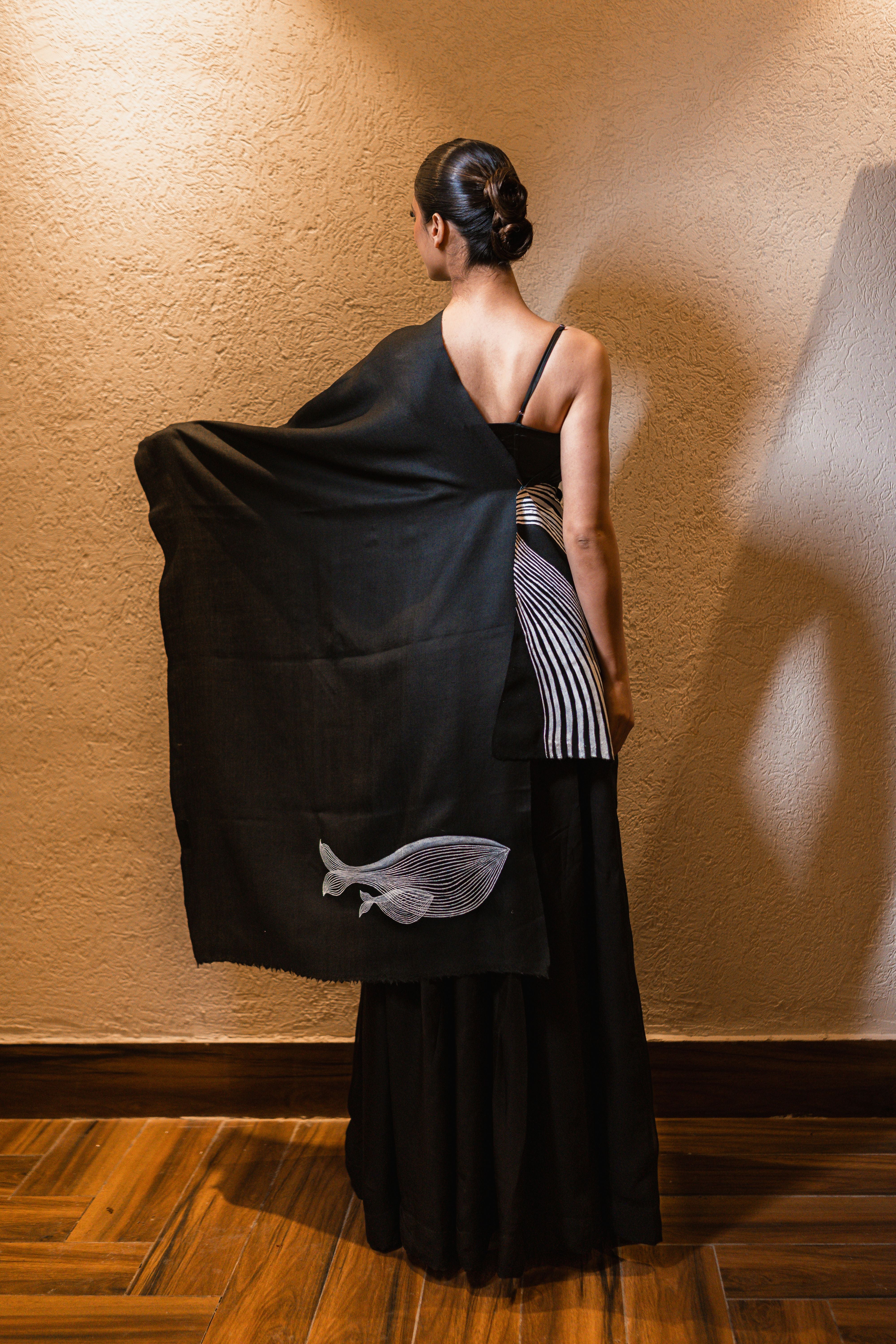 Black Illusion Handpainted Scarf