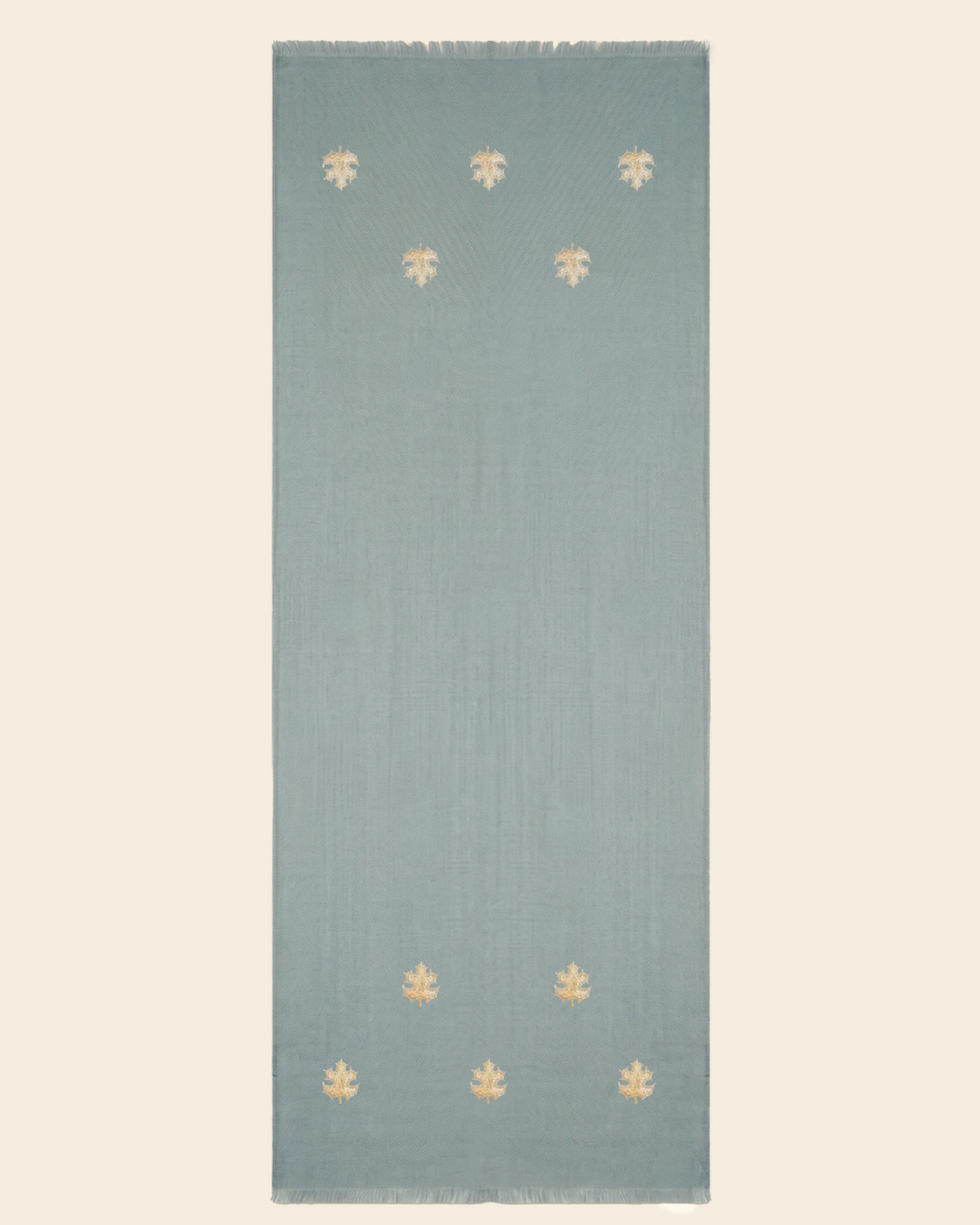 Grey Chinar Patta Embroidered Pure Pashmina Scarf