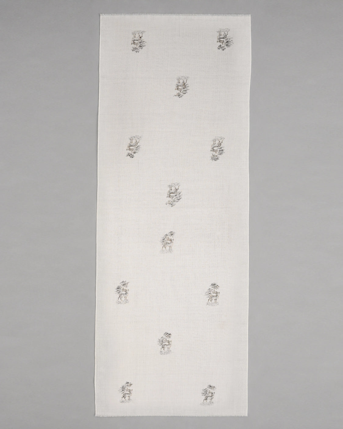 Off White Pure Pashmina Hand-Painted Scarf - Reining Rein Deer