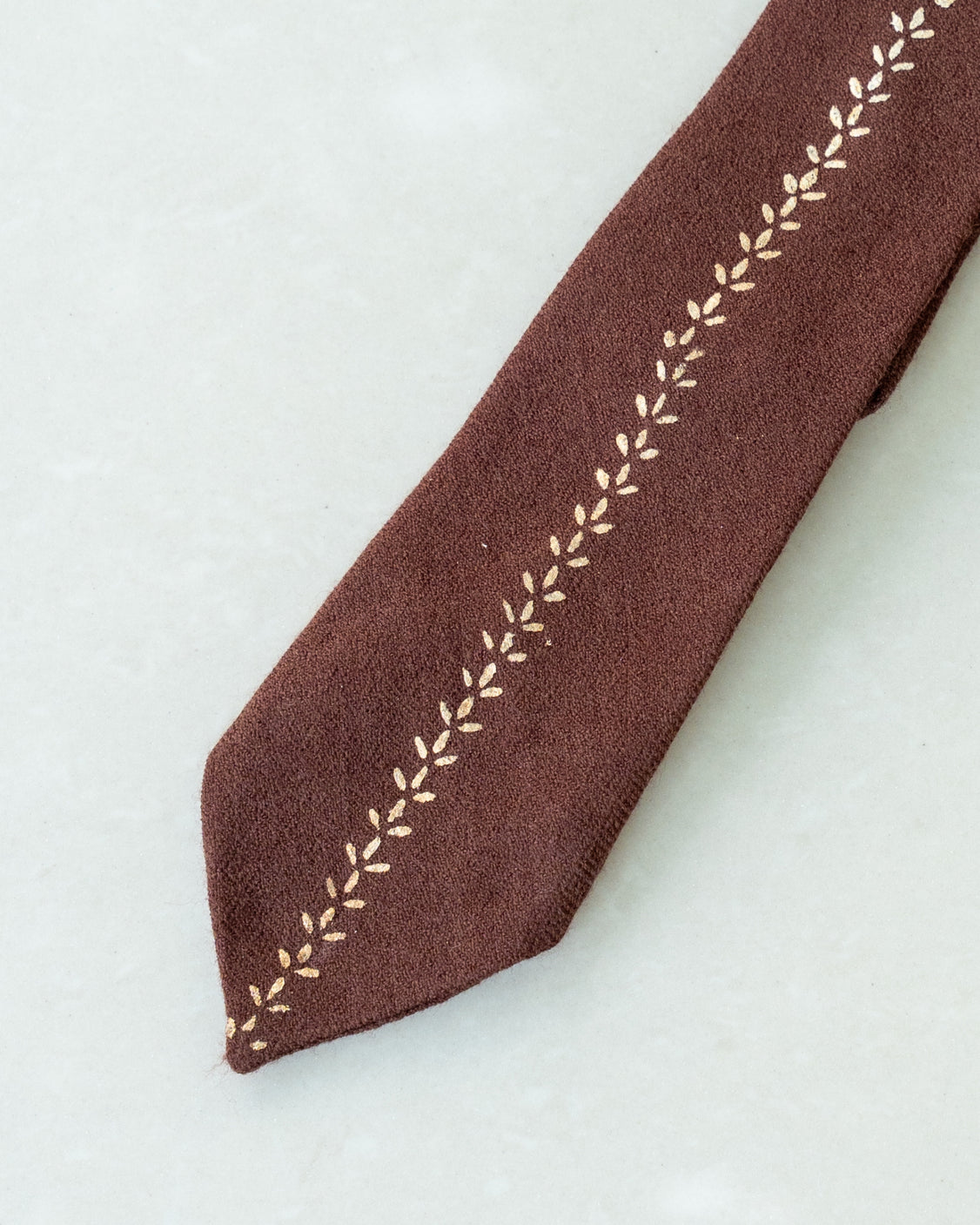 Brown Silver Printed Pure Pashmina Tie & Pocket Square Set