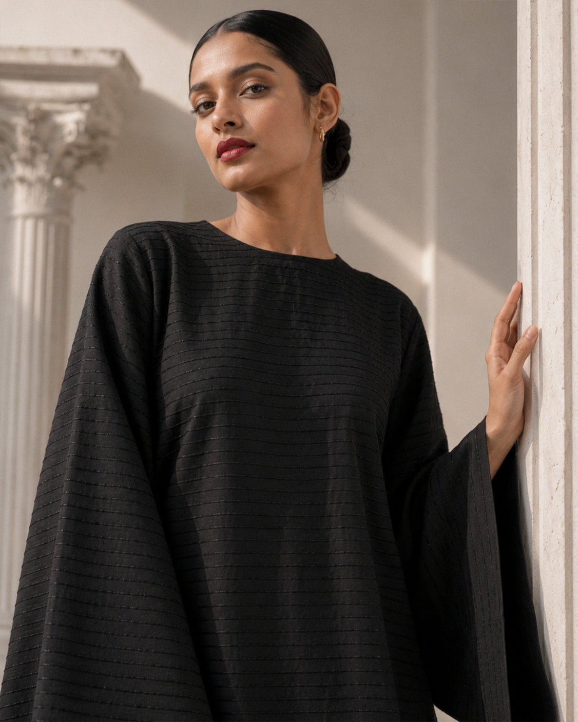 Charcoal Black Embroidery & Silver Printed Cotton Dress