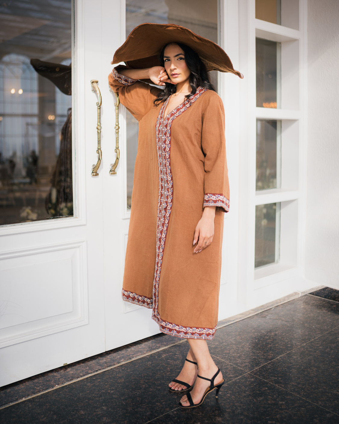 Mocca Embroidered Fine Wool Jacket