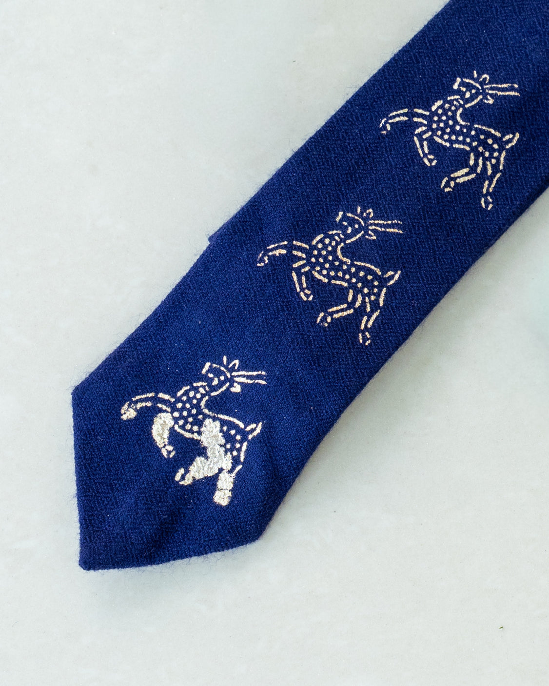 Navy Blue Pure Pashmina Silver Printed Tie & Pocket Square Set