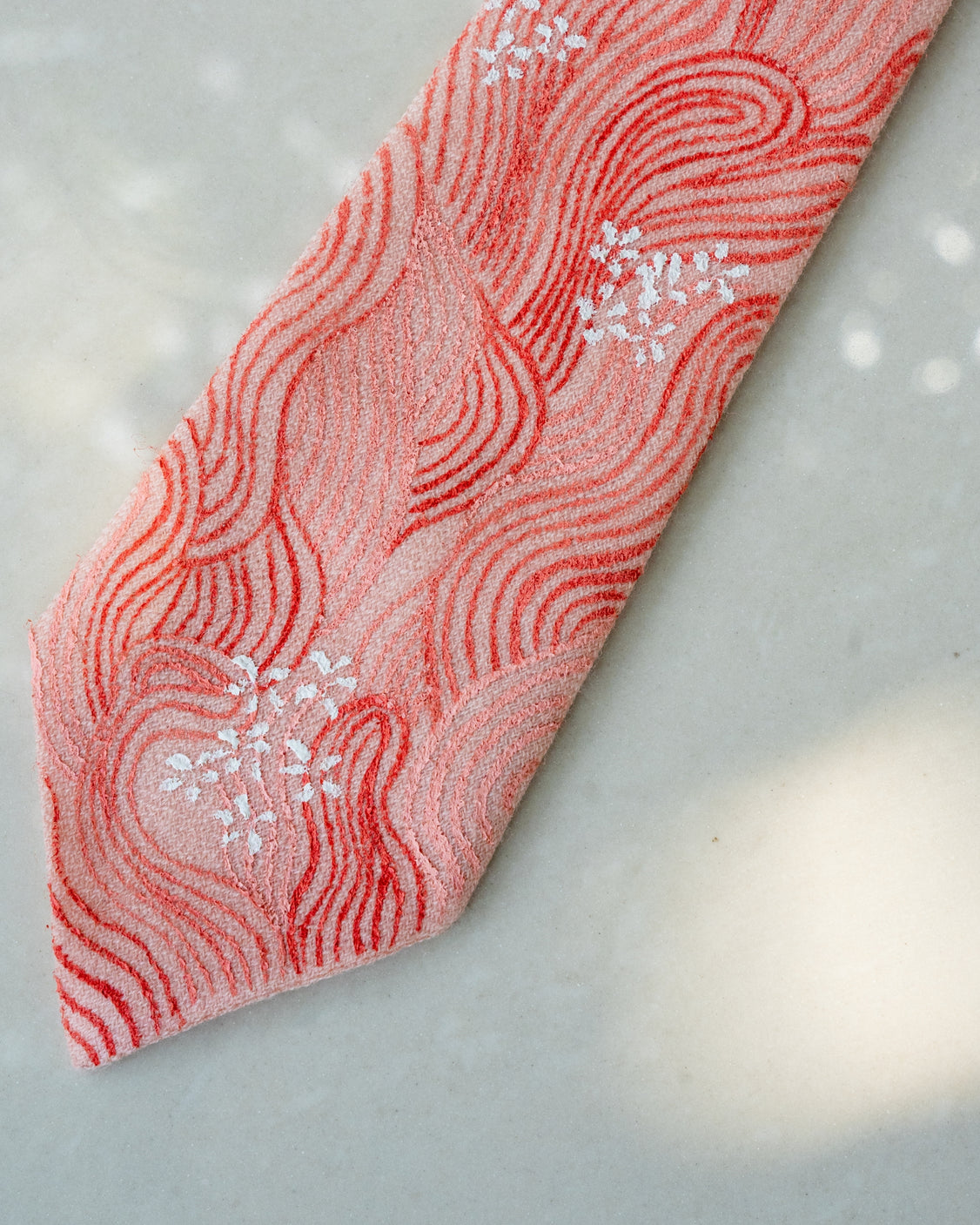 Blush Pink Hand-Painted Pure Pashmina Tie & Pocket Square Set