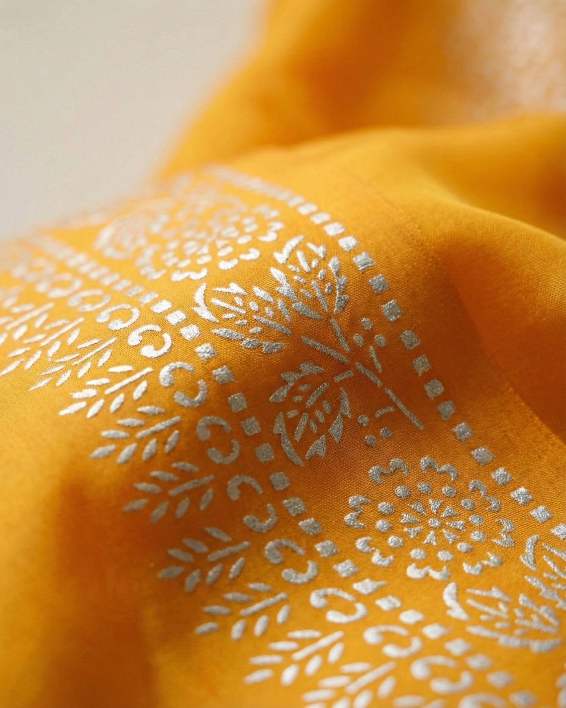 Gold Rush Real Silver Saree in Organic Crepe