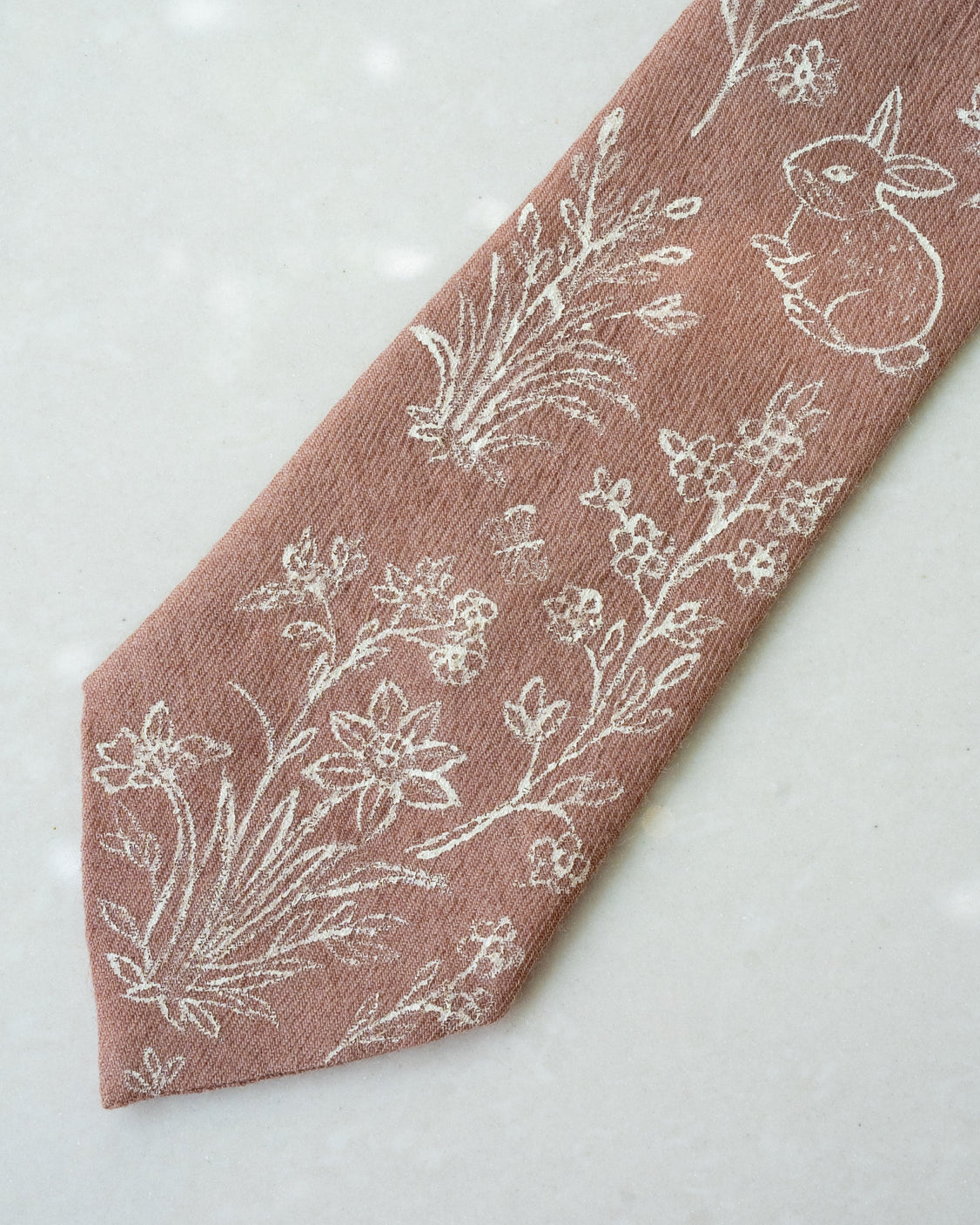 Dusty Rose Hand-Painted Pure Pashmina Tie & Pocket Square Set