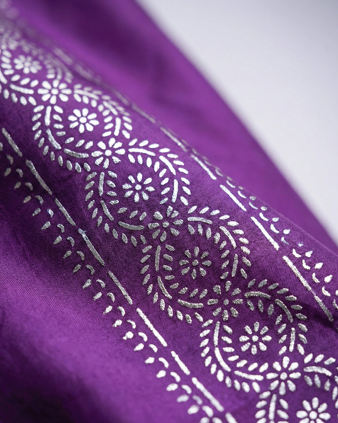Dark Plum Real Silver Saree in Silk