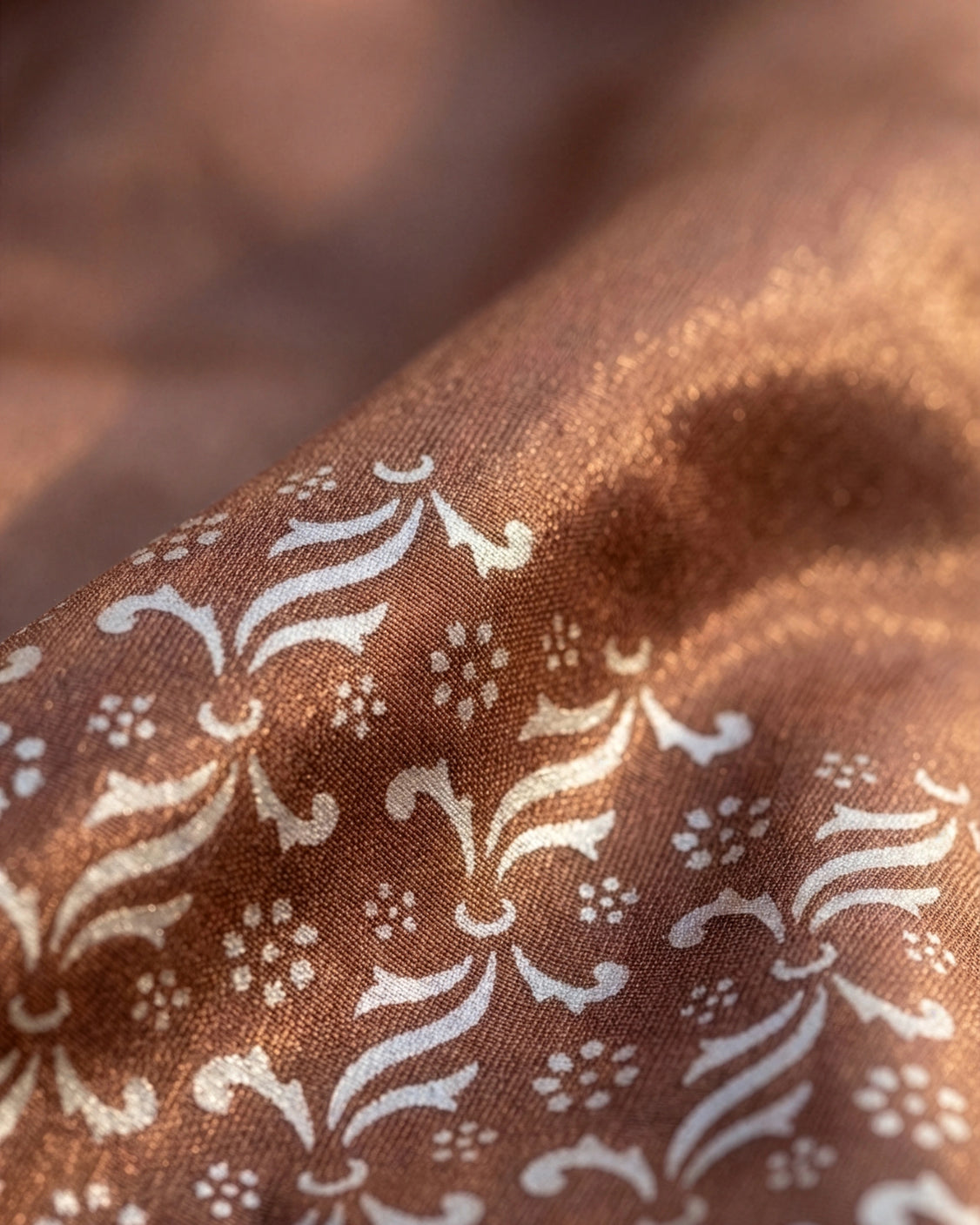 Cinnamon Real Silver Saree in Tissue Silk